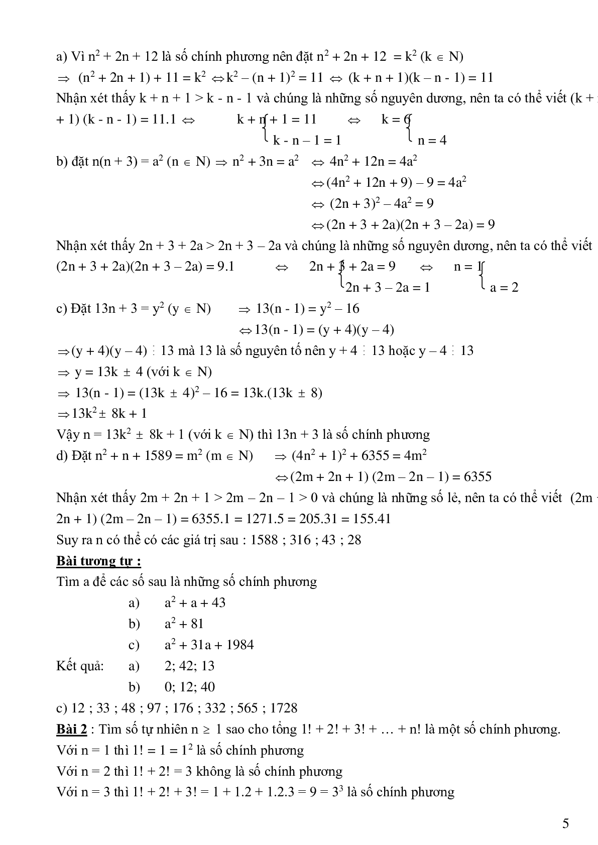 Bài tập cơ bản và nâng cao số chính phương (trang 5)