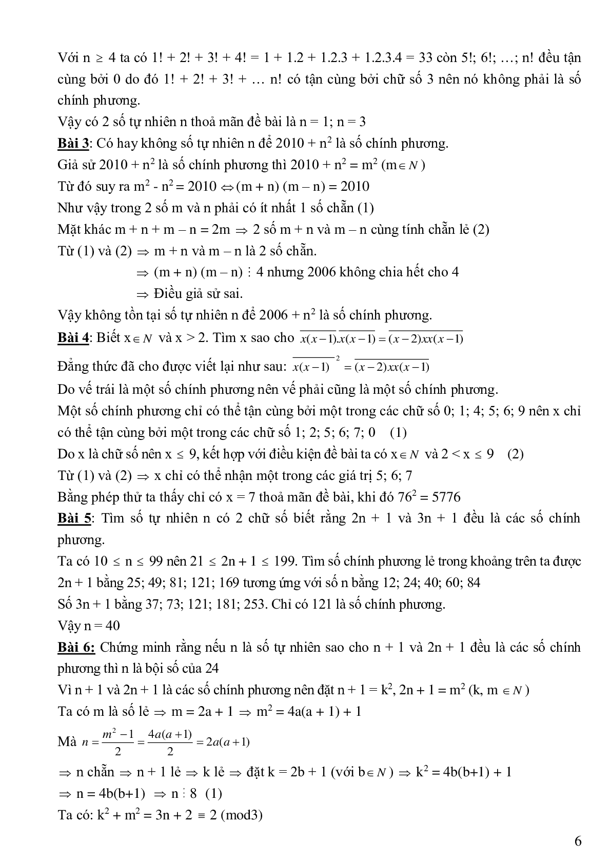 Bài tập cơ bản và nâng cao số chính phương (trang 6)