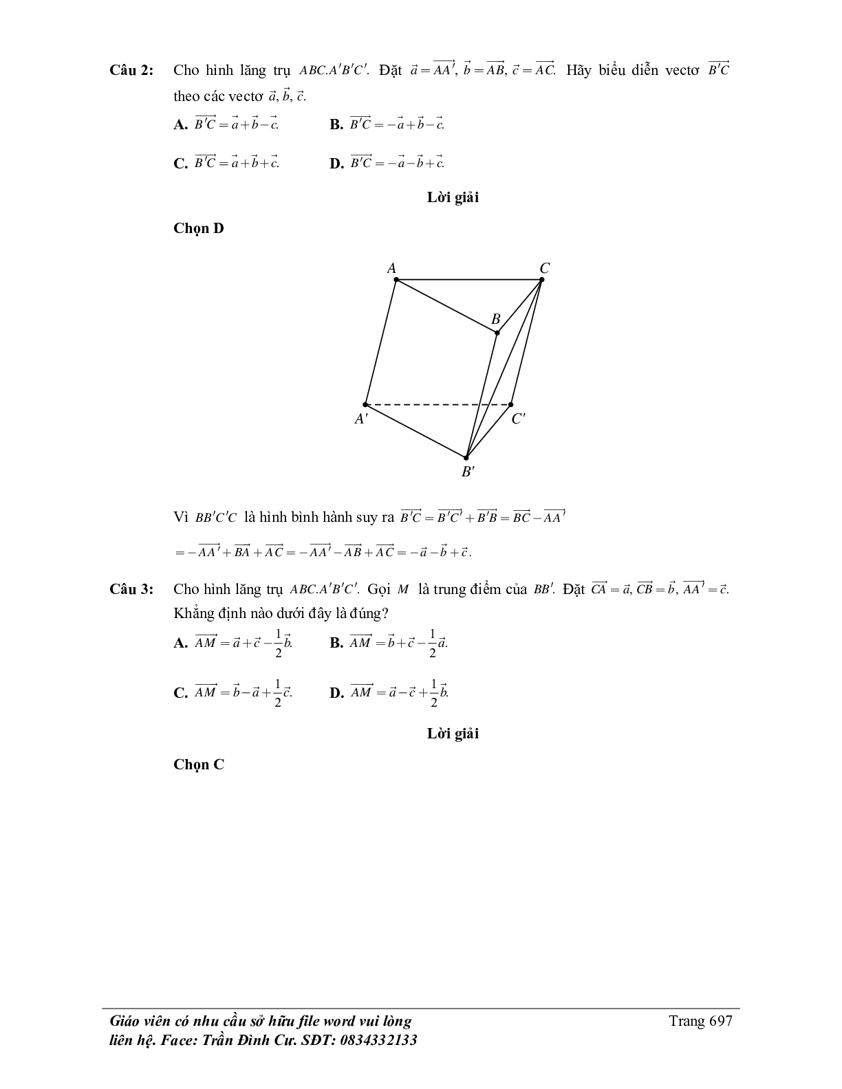 Phân loại và phương pháp giải bài tập vectơ trong không gian, quan hệ vuông góc (trang 3)