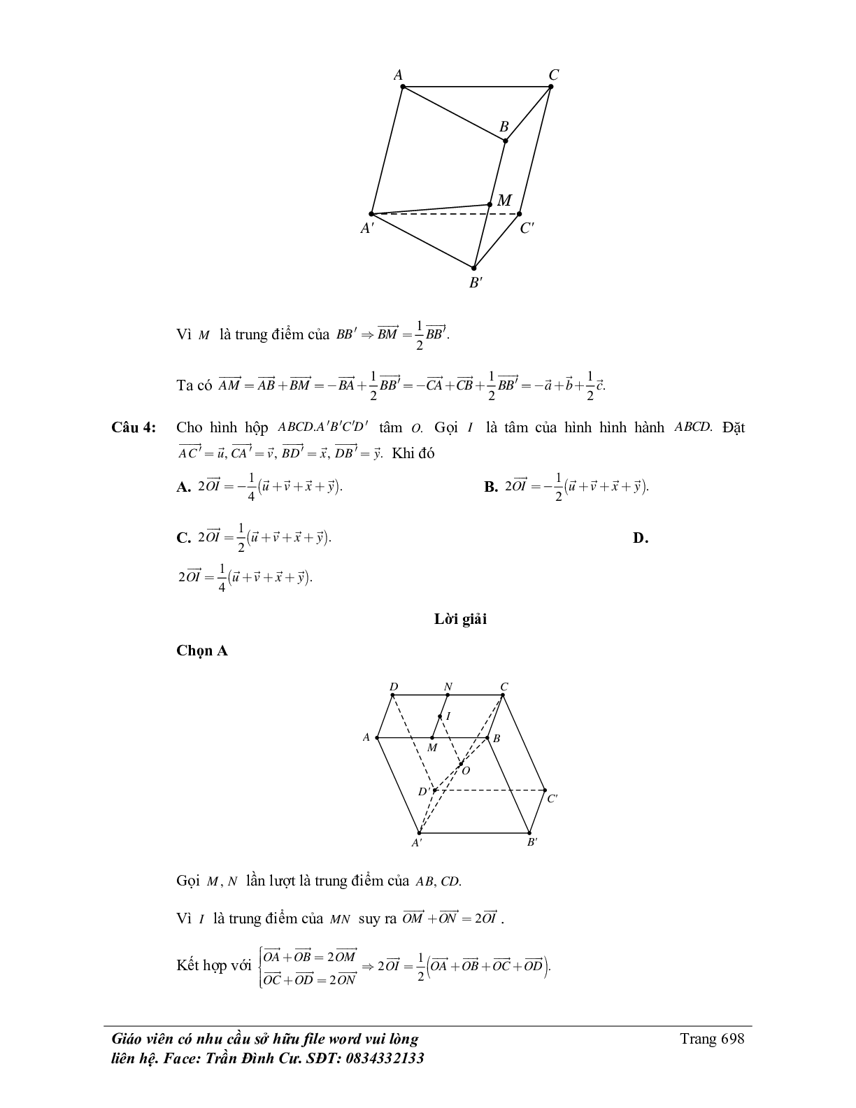 Phân loại và phương pháp giải bài tập vectơ trong không gian, quan hệ vuông góc (trang 4)