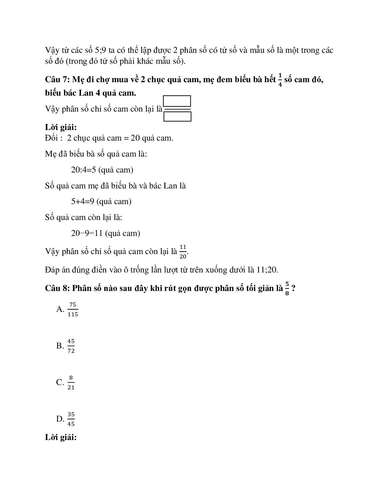 31 câu Trắc nghiệm Tìm phân số của một số có đáp án 2023 – Toán lớp 4 (trang 4)