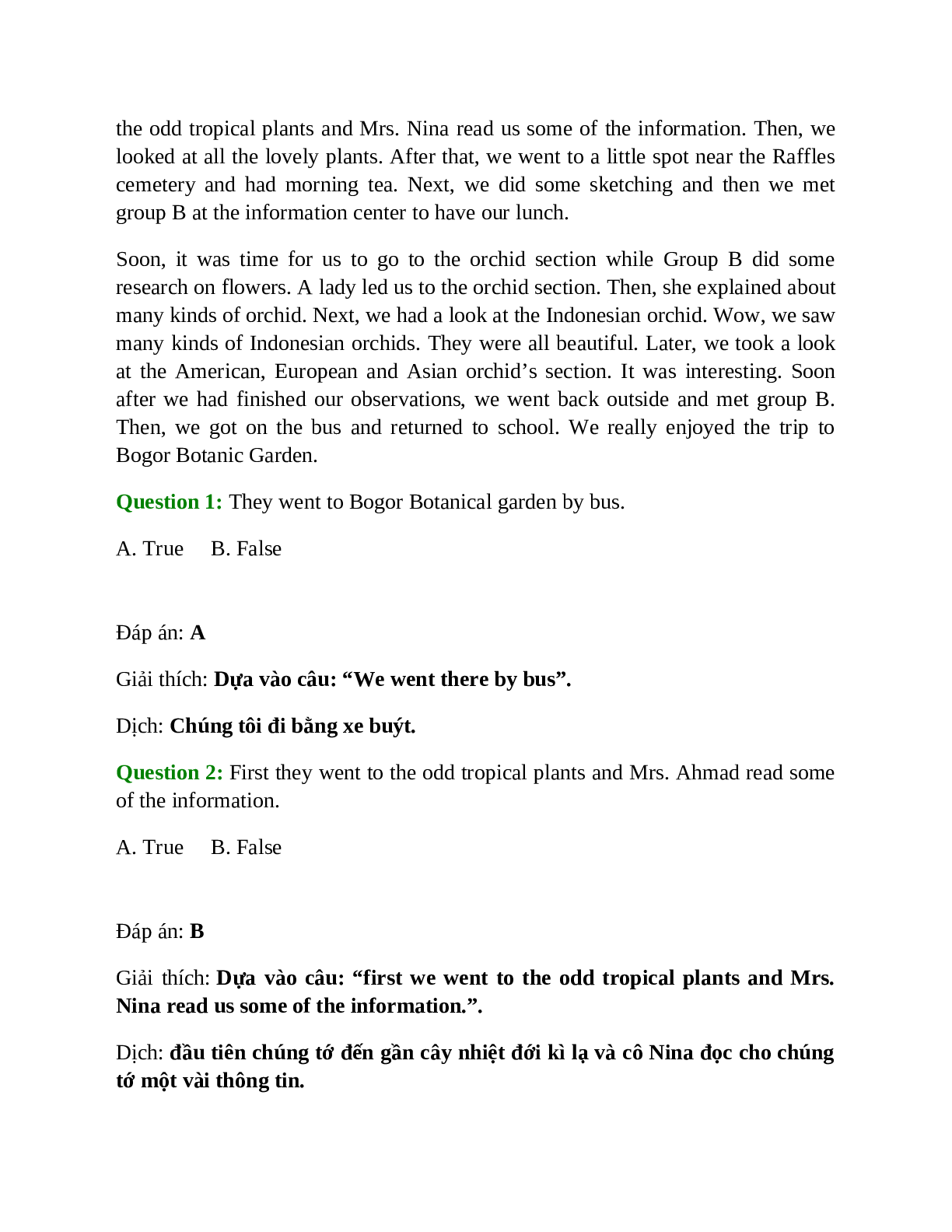 Trắc nghiệm Tiếng Anh 10 Unit 6 có đáp án: An excursion (trang 9)