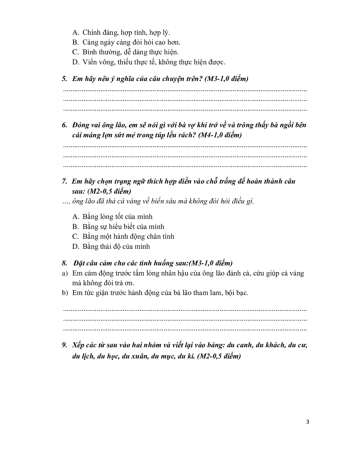 Đề kiểm tra cuối học kỳ 2 môn Tiếng Việt  lớp 4 (trang 3)