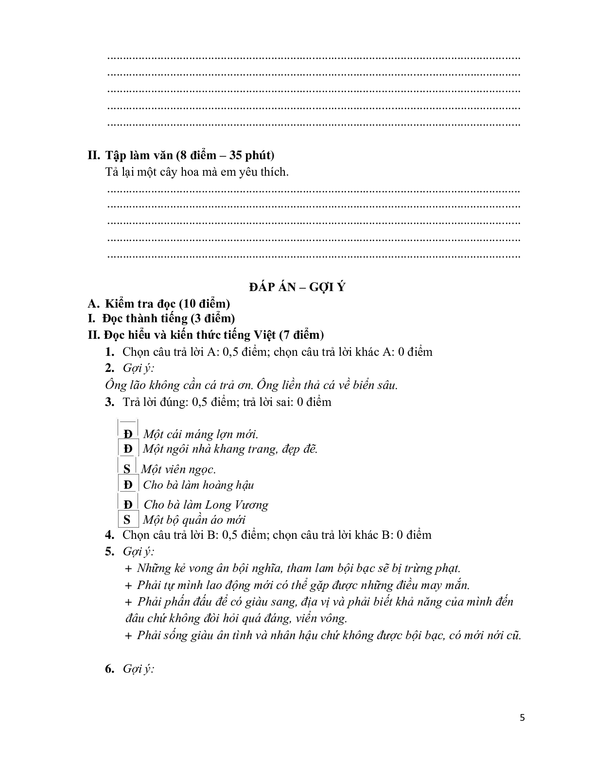 Đề kiểm tra cuối học kỳ 2 môn Tiếng Việt  lớp 4 (trang 5)