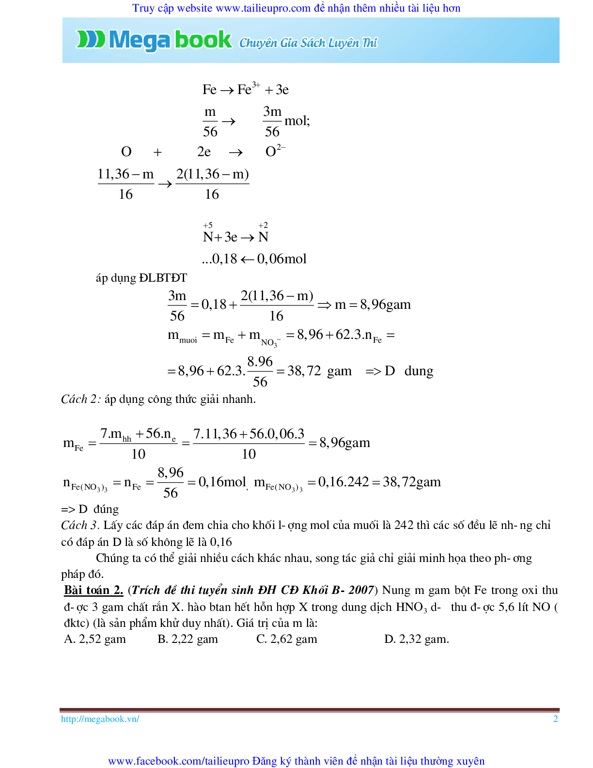 10 Bí quyết chinh phục phương pháp giải toán chủ chốt môn Hóa học ôn thi THPT Quốc Gia (trang 2)