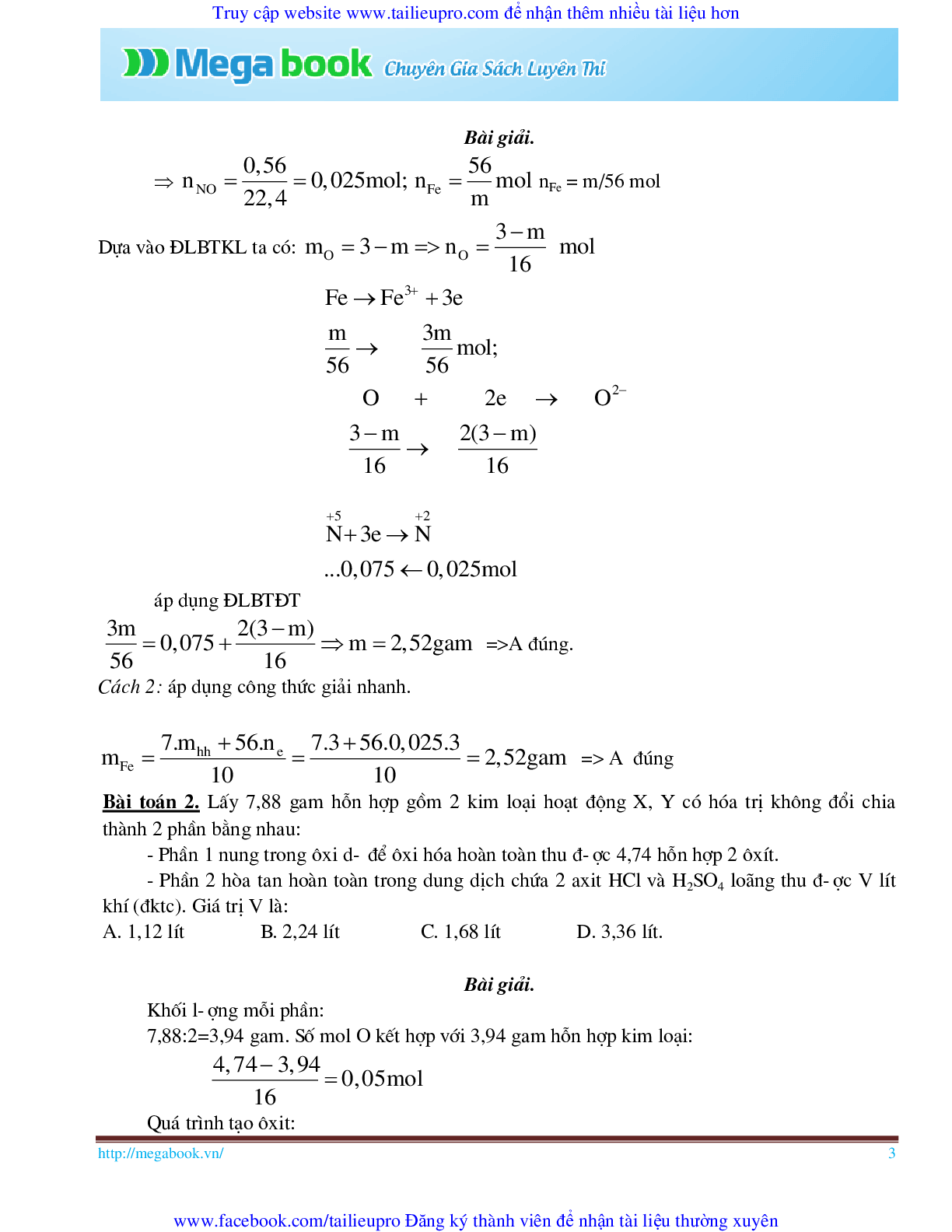 10 Bí quyết chinh phục phương pháp giải toán chủ chốt môn Hóa học ôn thi THPT Quốc Gia (trang 3)