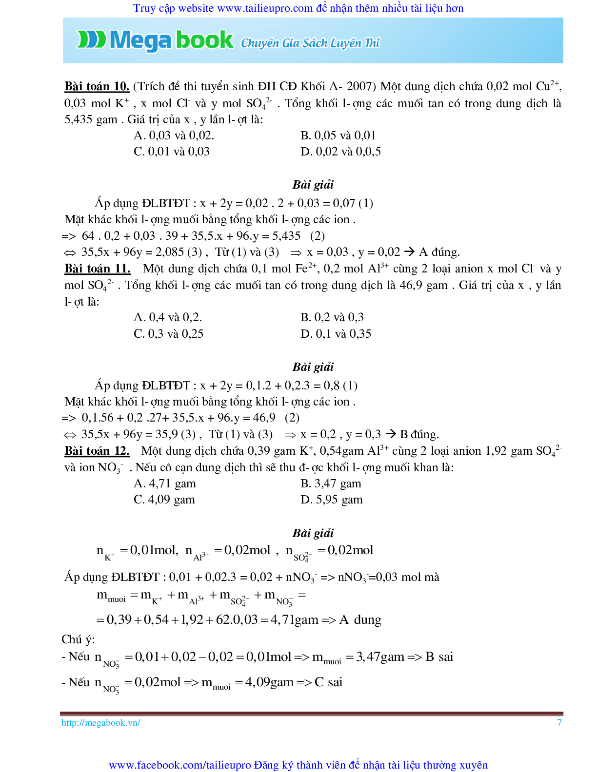 10 Bí quyết chinh phục phương pháp giải toán chủ chốt môn Hóa học ôn thi THPT Quốc Gia (trang 7)