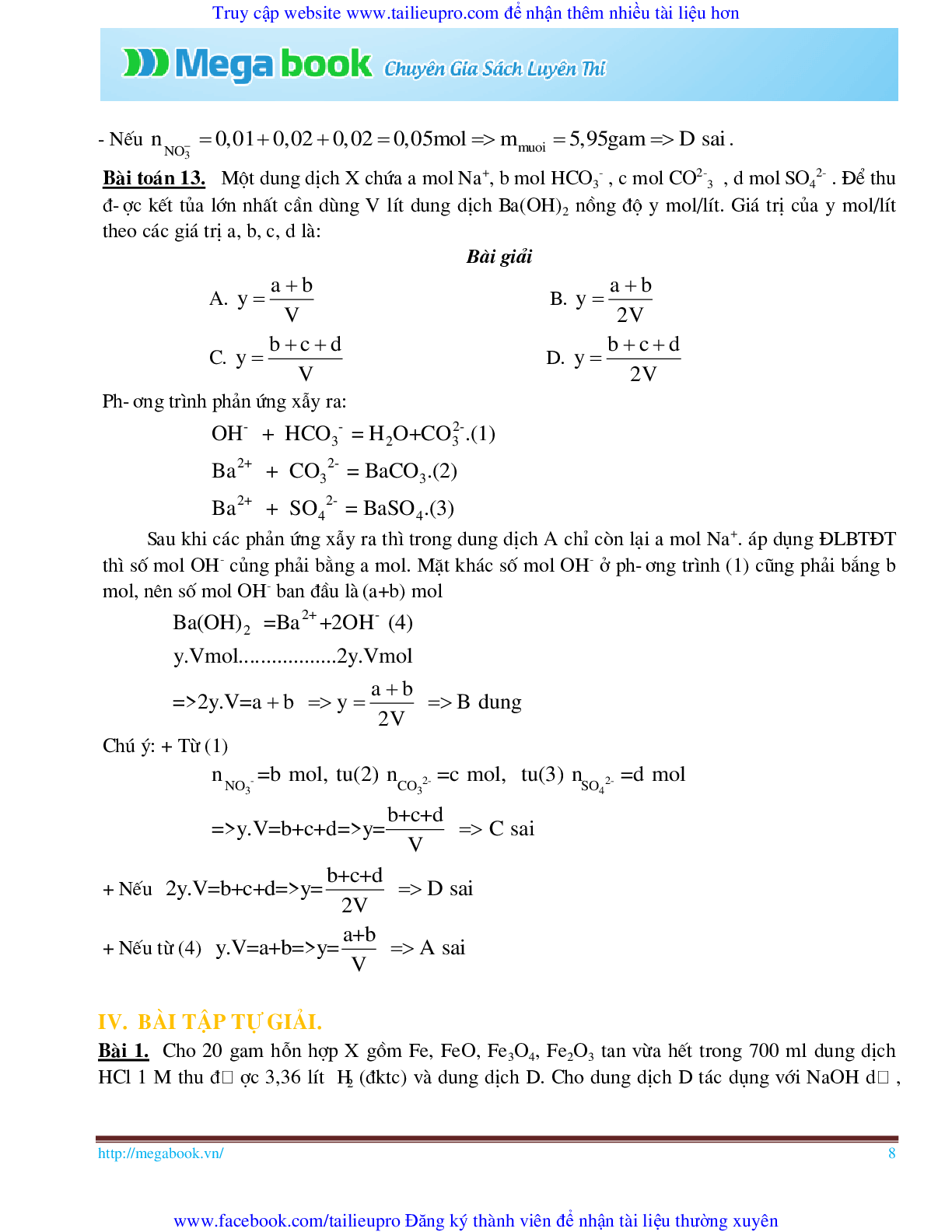 10 Bí quyết chinh phục phương pháp giải toán chủ chốt môn Hóa học ôn thi THPT Quốc Gia (trang 8)