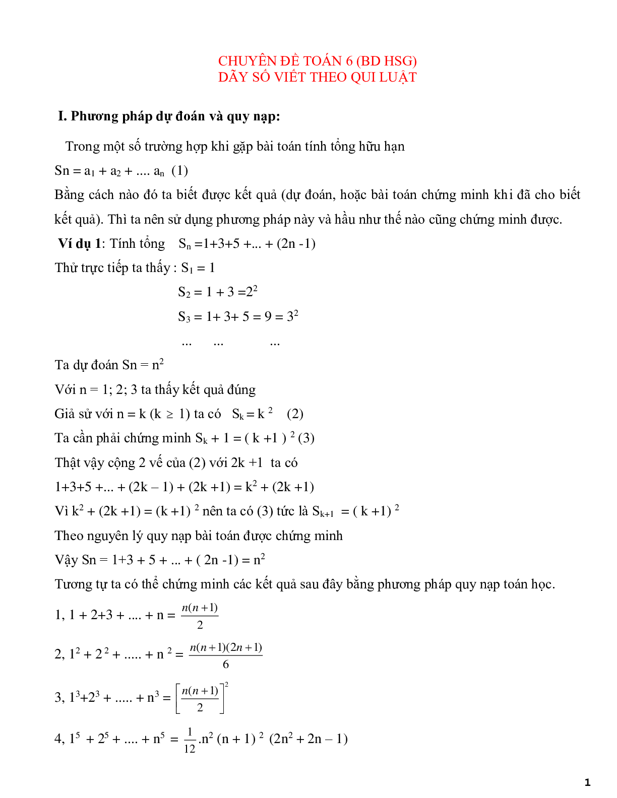 Chuyên đề dãy số viết theo quy luật - Bồi dưỡng HSG Toán 6 (trang 1)