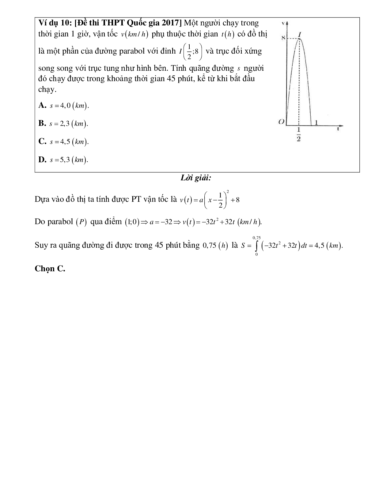 Ứng dụng tích phân vào bài toán liên quan đến quãng đường, vận tốc, gia tốc và thời gian Toán 12 (trang 6)