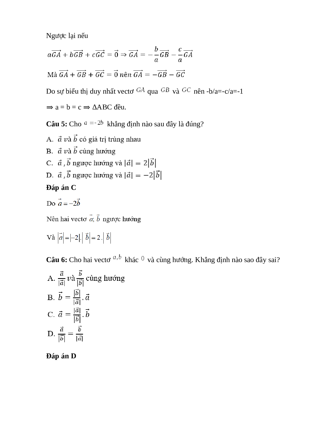 Trắc nghiệm Tích của vecto vs một số (phần 1) có đáp án – Toán lớp 10 (trang 3)