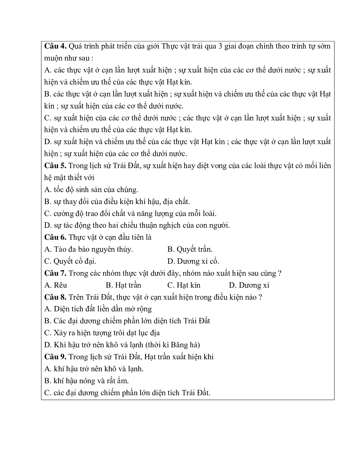 Giáo án Sinh học 6 Bài 44: Sự phát triển của giới Thực vật mới nhất - CV5555 (trang 6)