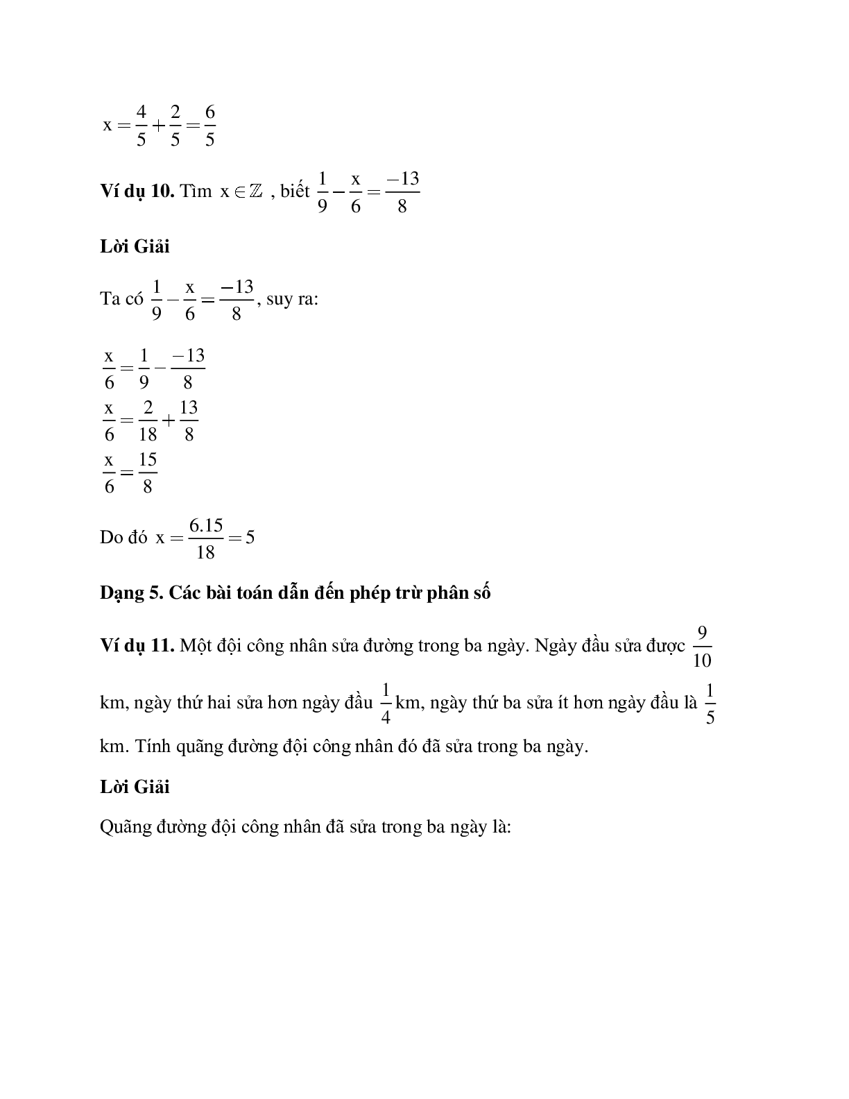 Bài tập về phép trừ phân số chọn lọc, có đáp án (trang 6)