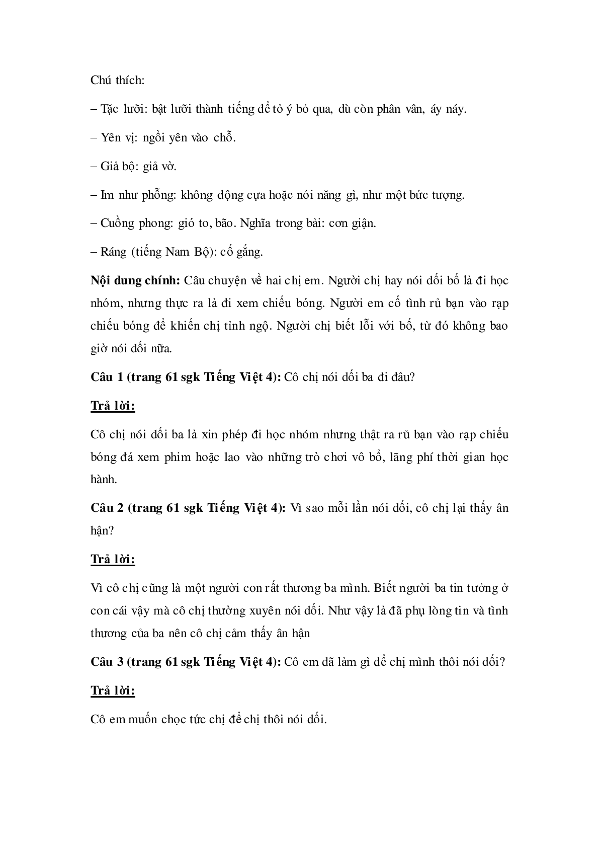 Soạn Tiếng Việt lớp 4: Tập đọc: Chị em tôi mới nhất (trang 2)