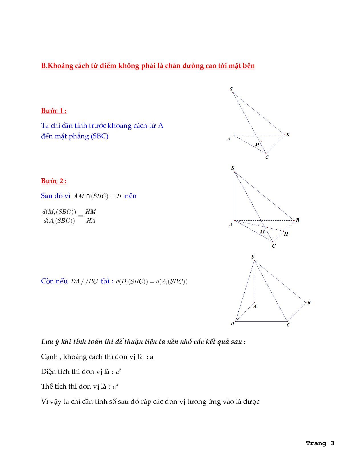 Phương pháp tính nhanh khoảng cách từ điểm đến mặt phẳng (trang 3)