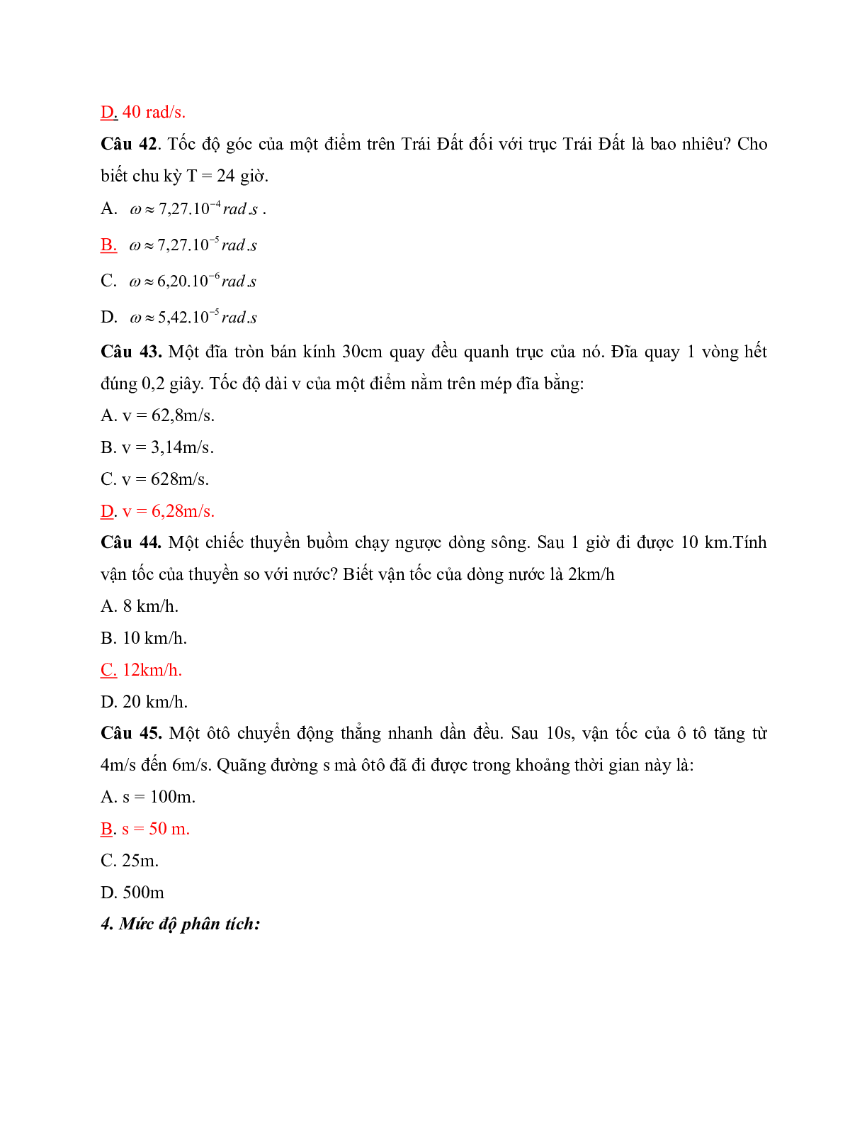 50 Câu trắc nghiệm Động học chất điểm Vật lý lớp 10 có đáp án (trang 10)