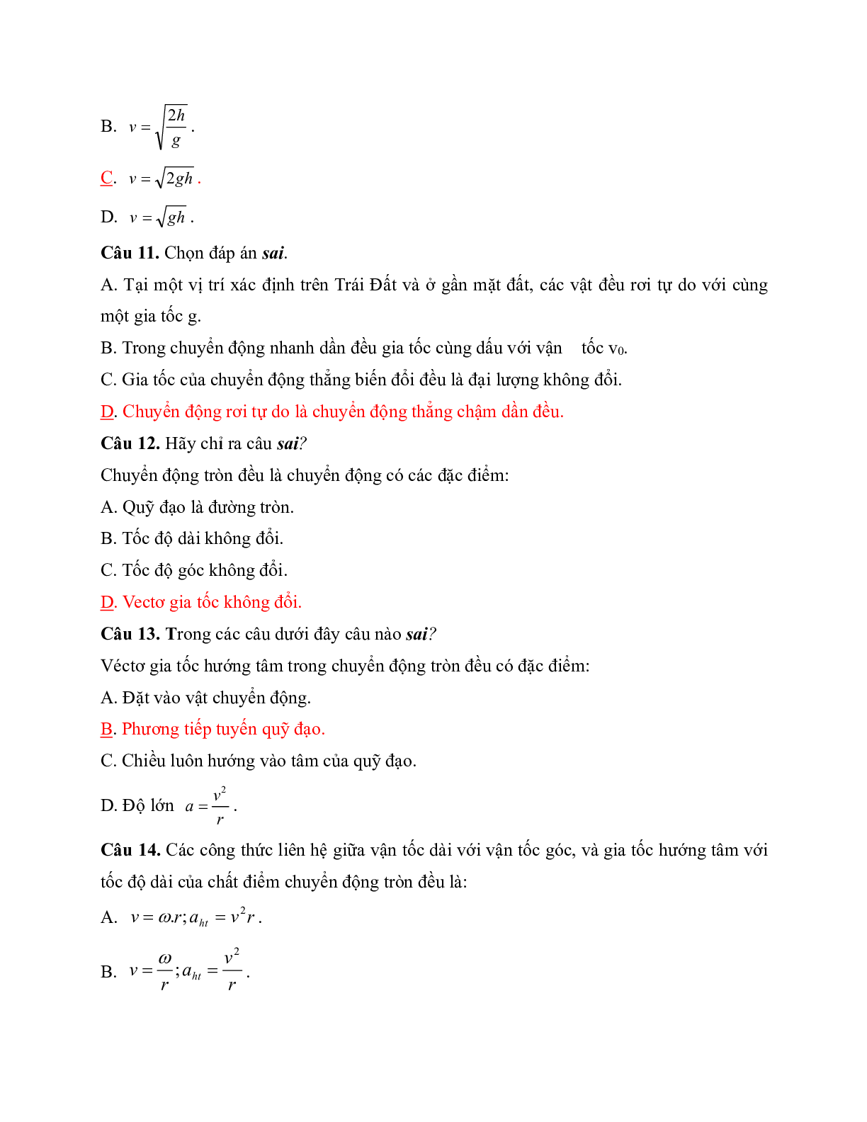 50 Câu trắc nghiệm Động học chất điểm Vật lý lớp 10 có đáp án (trang 3)