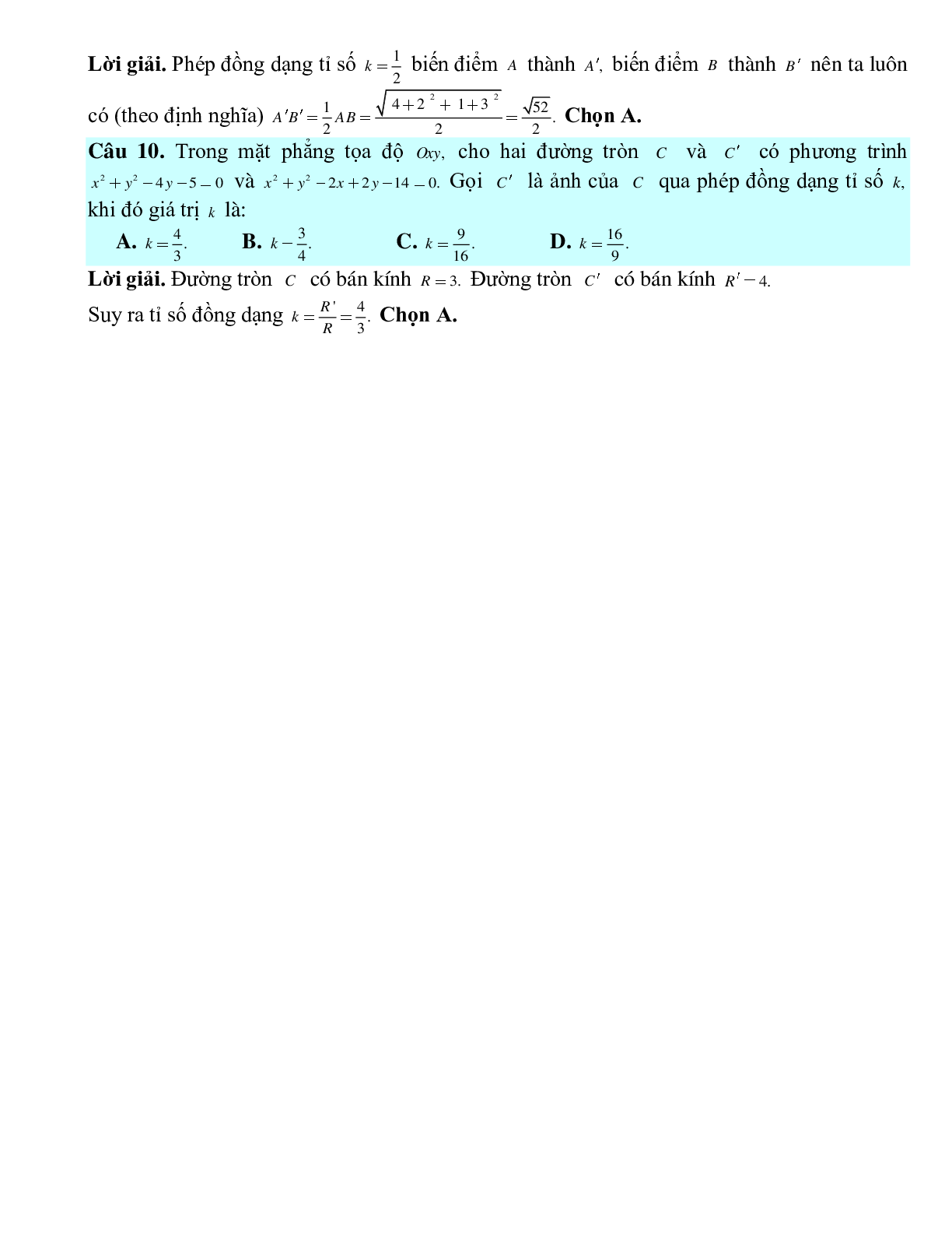 Bài tập Toán hình 11 Bài 8 có đáp án: Phép đồng dạng (trang 5)