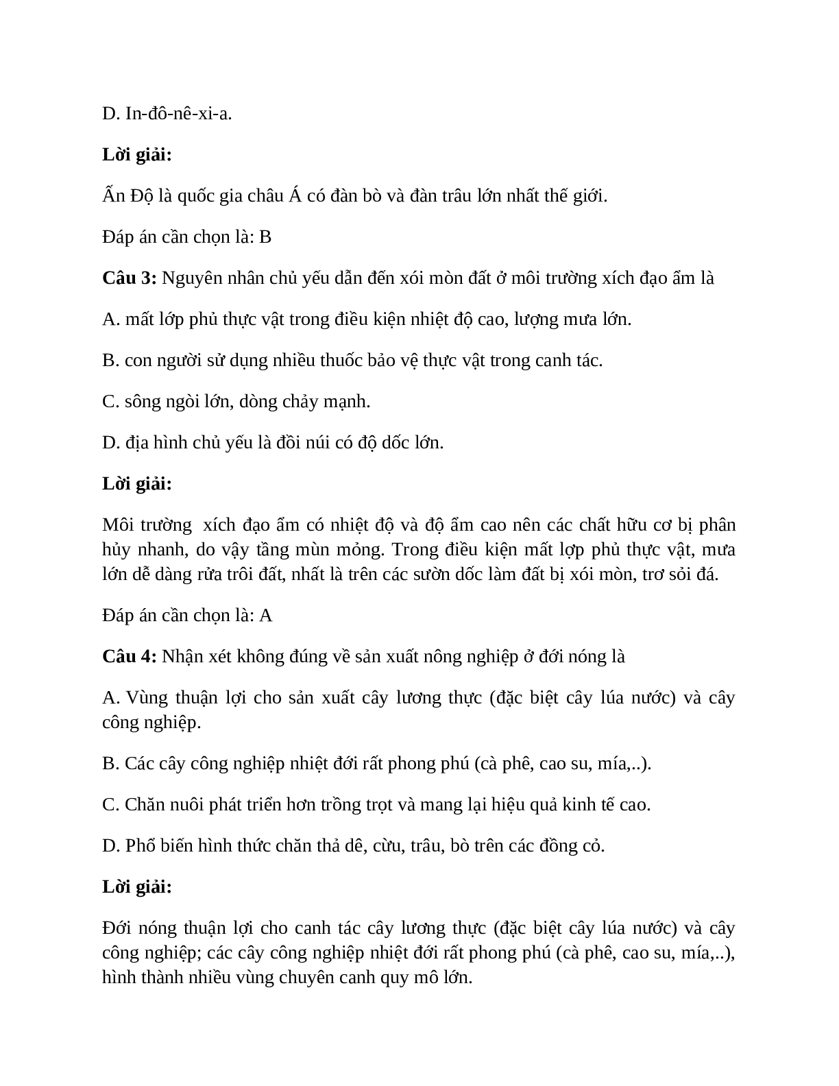 Địa Lí 7 Bài 9 (Lý thuyết và trắc nghiệm): Hoạt động sản xuất nông nghiệp ở đới nóng (trang 4)