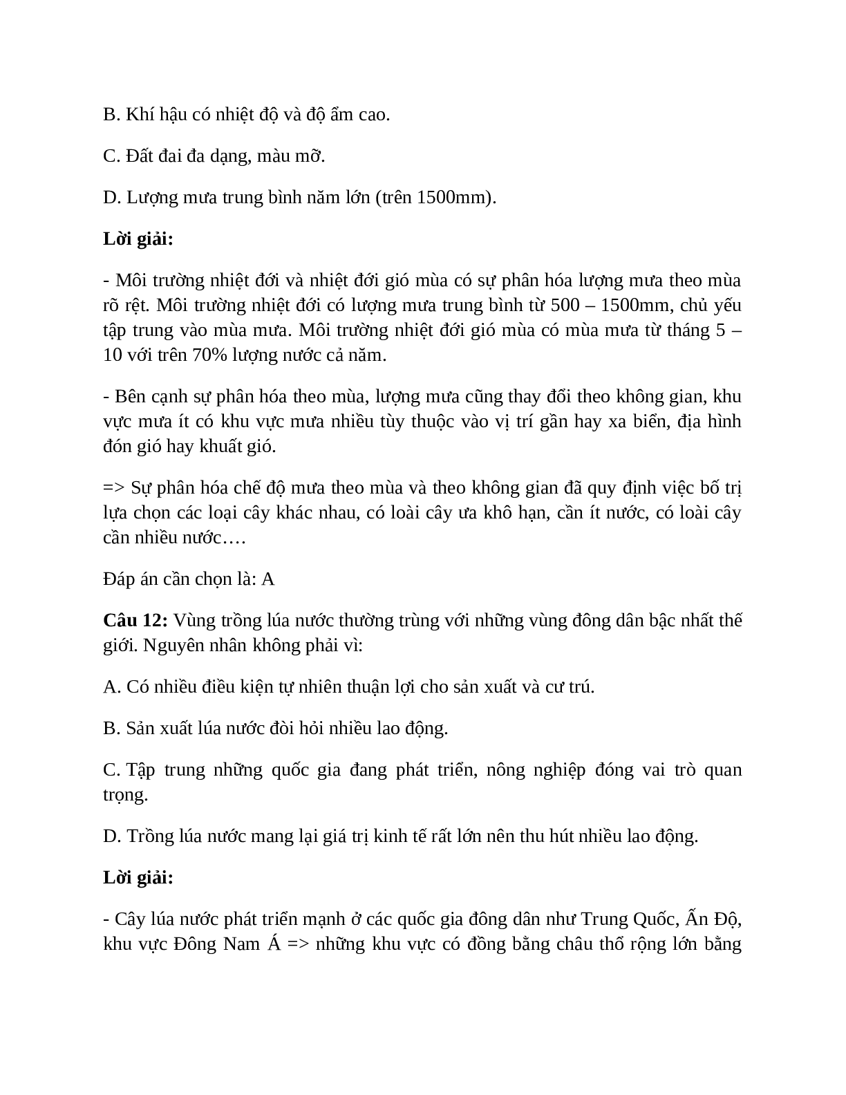 Địa Lí 7 Bài 9 (Lý thuyết và trắc nghiệm): Hoạt động sản xuất nông nghiệp ở đới nóng (trang 8)