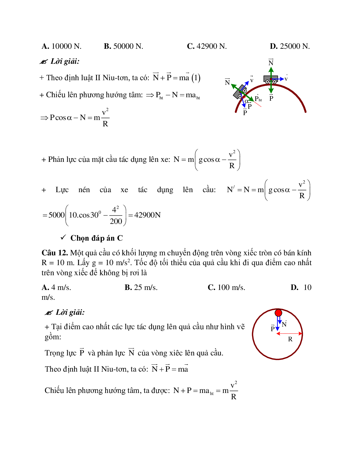 Phương pháp giải và bài tập về Dạng toán khi vật qua một chiếc cầu cong (trang 10)