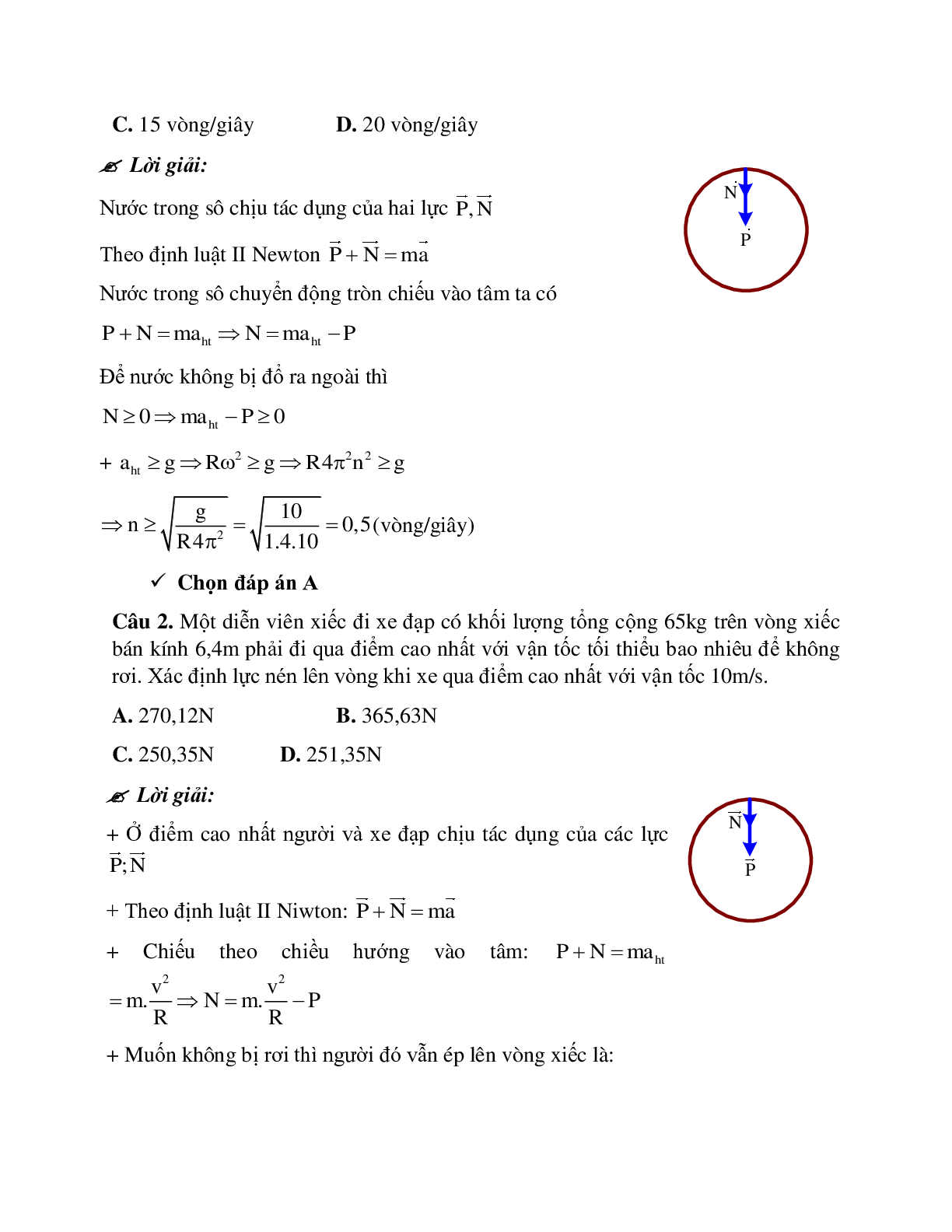 Phương pháp giải và bài tập về Dạng toán khi vật qua một chiếc cầu cong (trang 5)