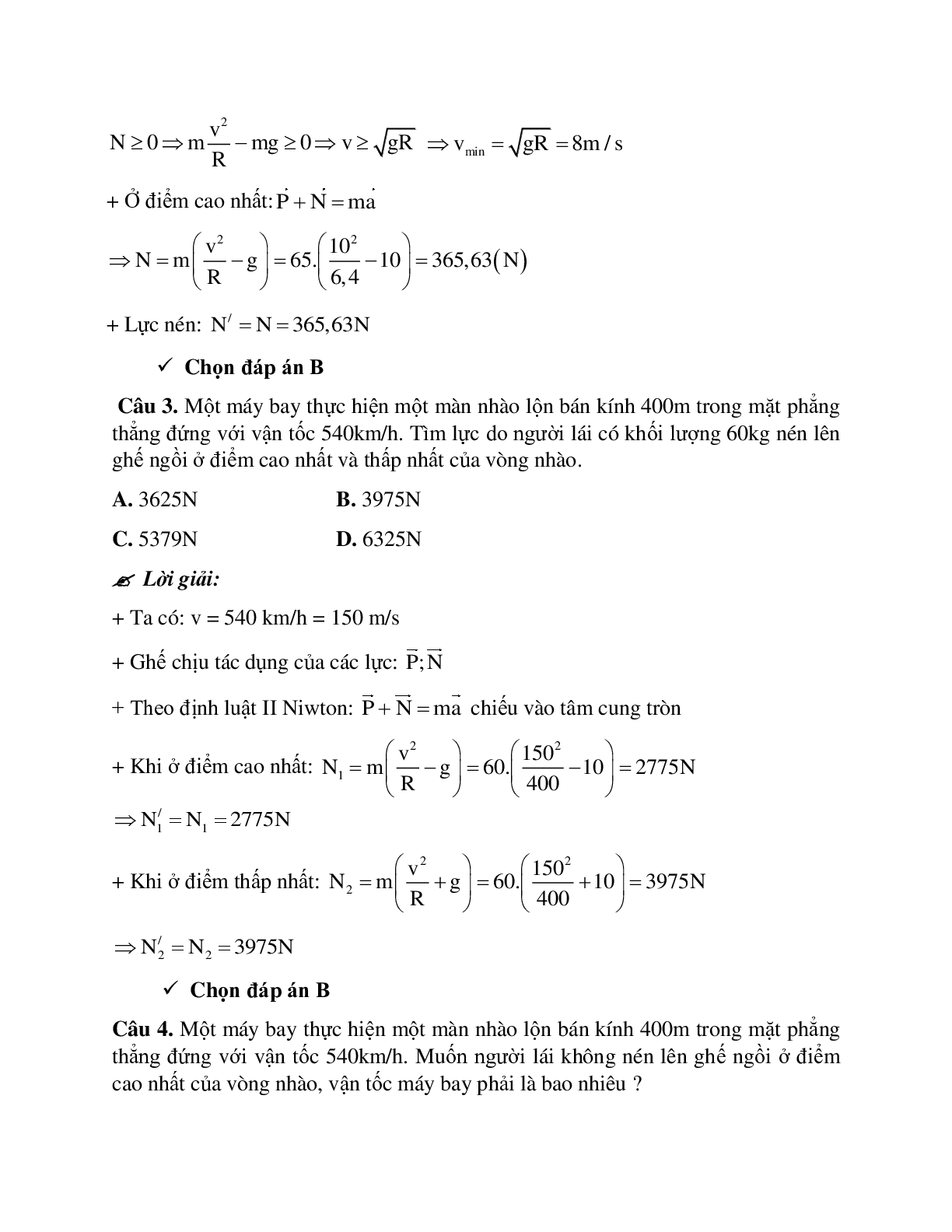 Phương pháp giải và bài tập về Dạng toán khi vật qua một chiếc cầu cong (trang 6)
