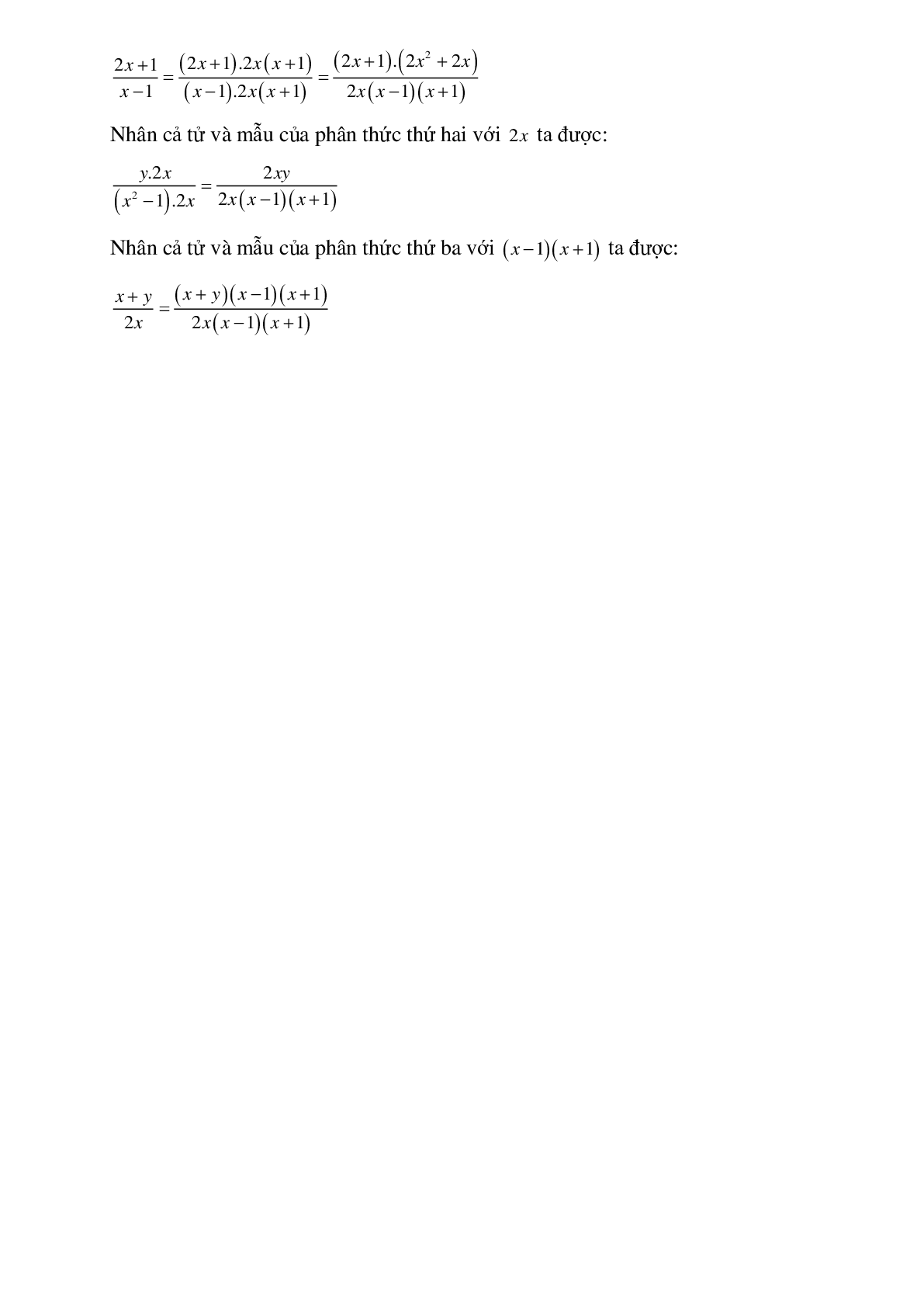 50 Bài tập Quy đồng mẫu thức nhiều phân thức (có đáp án)- Toán 8 (trang 4)
