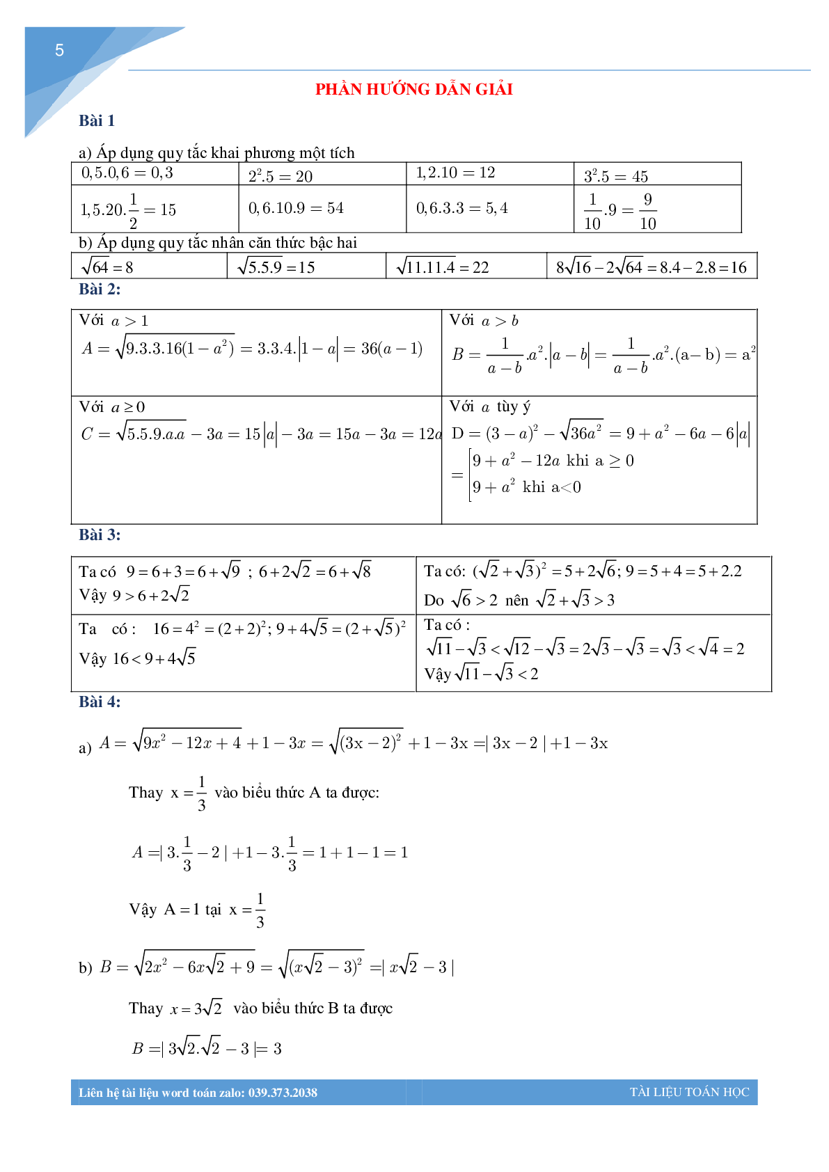 Bài tập tuần môn toán lớp 9 (trang 5)