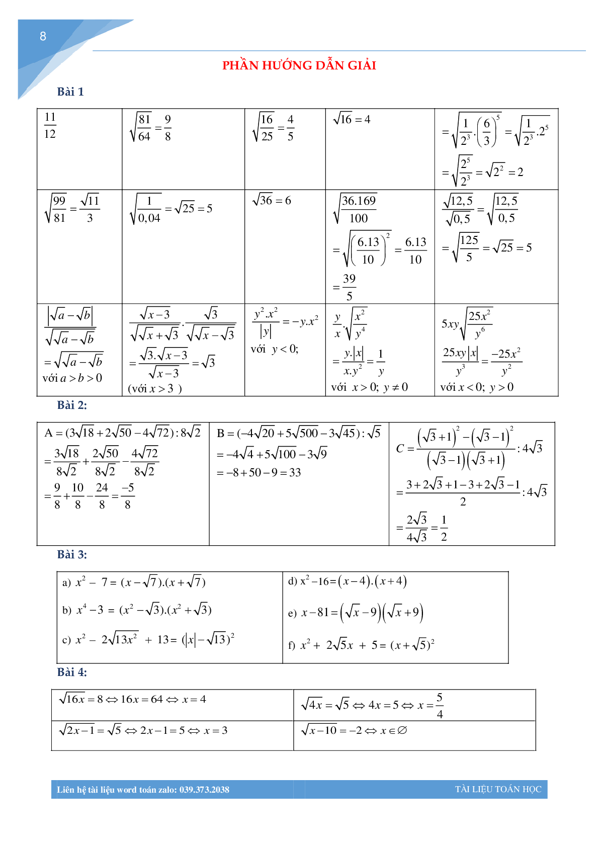 Bài tập tuần môn toán lớp 9 (trang 8)