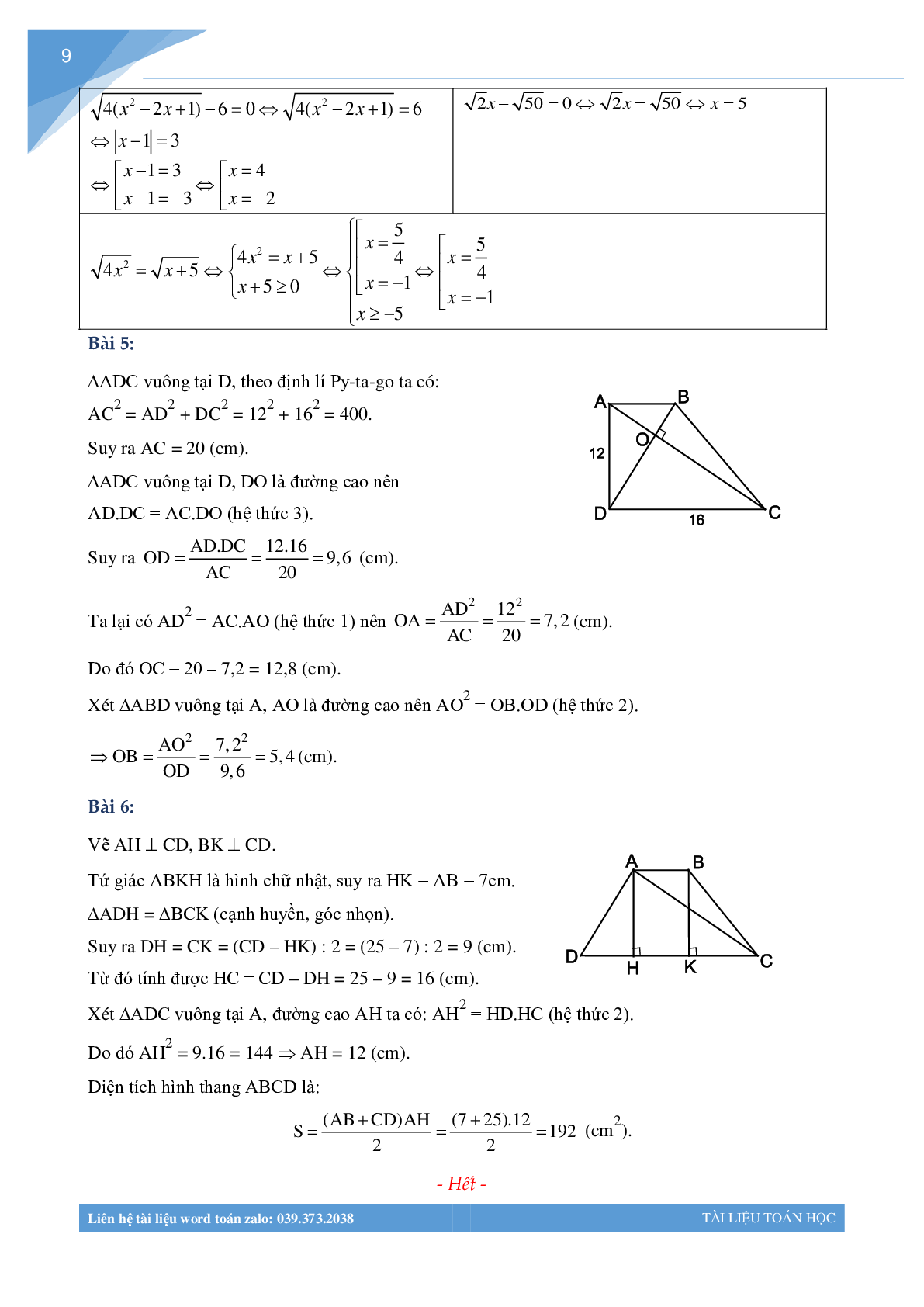 Bài tập tuần môn toán lớp 9 (trang 9)