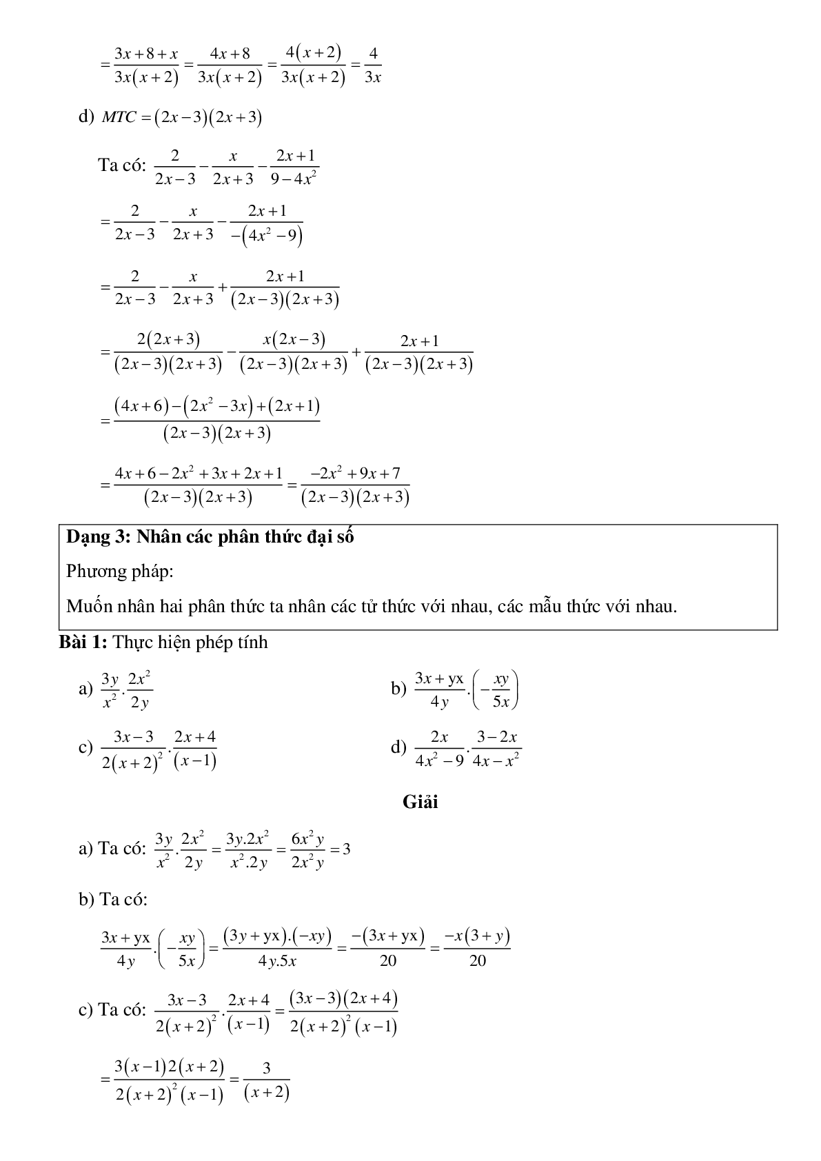 Tất tần tật về Phép cộng, trừ, nhân, chia các phân thức đại số có đáp án (trang 6)