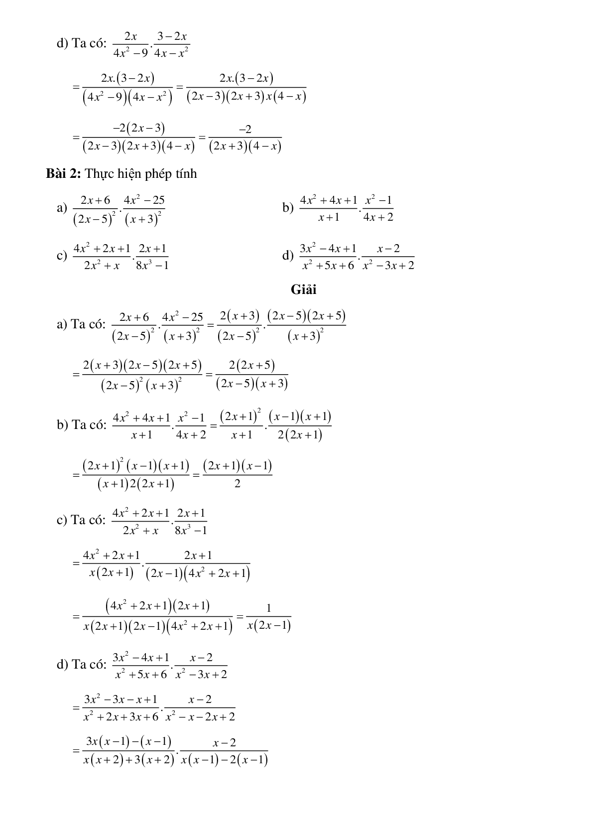 Tất tần tật về Phép cộng, trừ, nhân, chia các phân thức đại số có đáp án (trang 7)