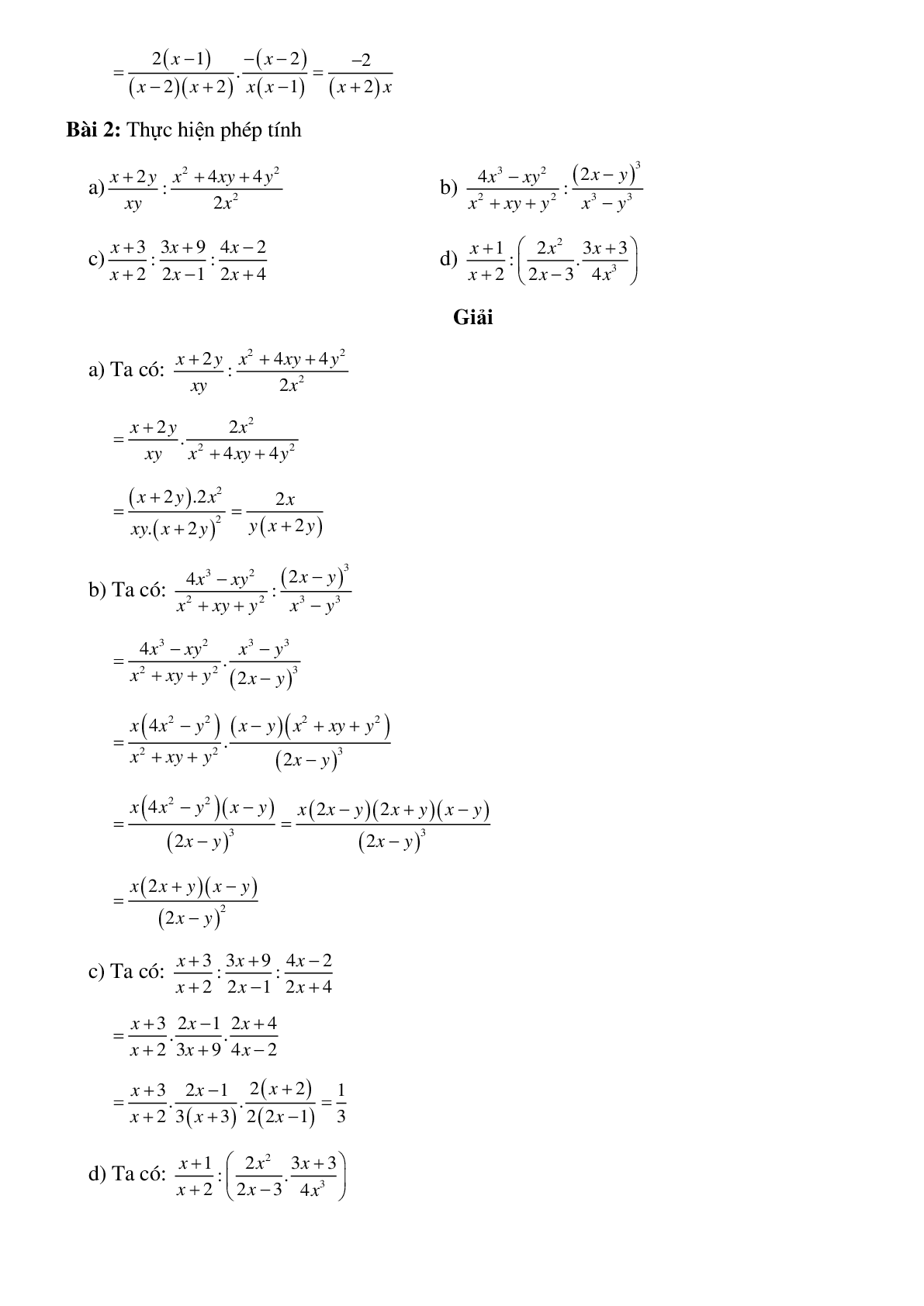 Tất tần tật về Phép cộng, trừ, nhân, chia các phân thức đại số có đáp án (trang 9)
