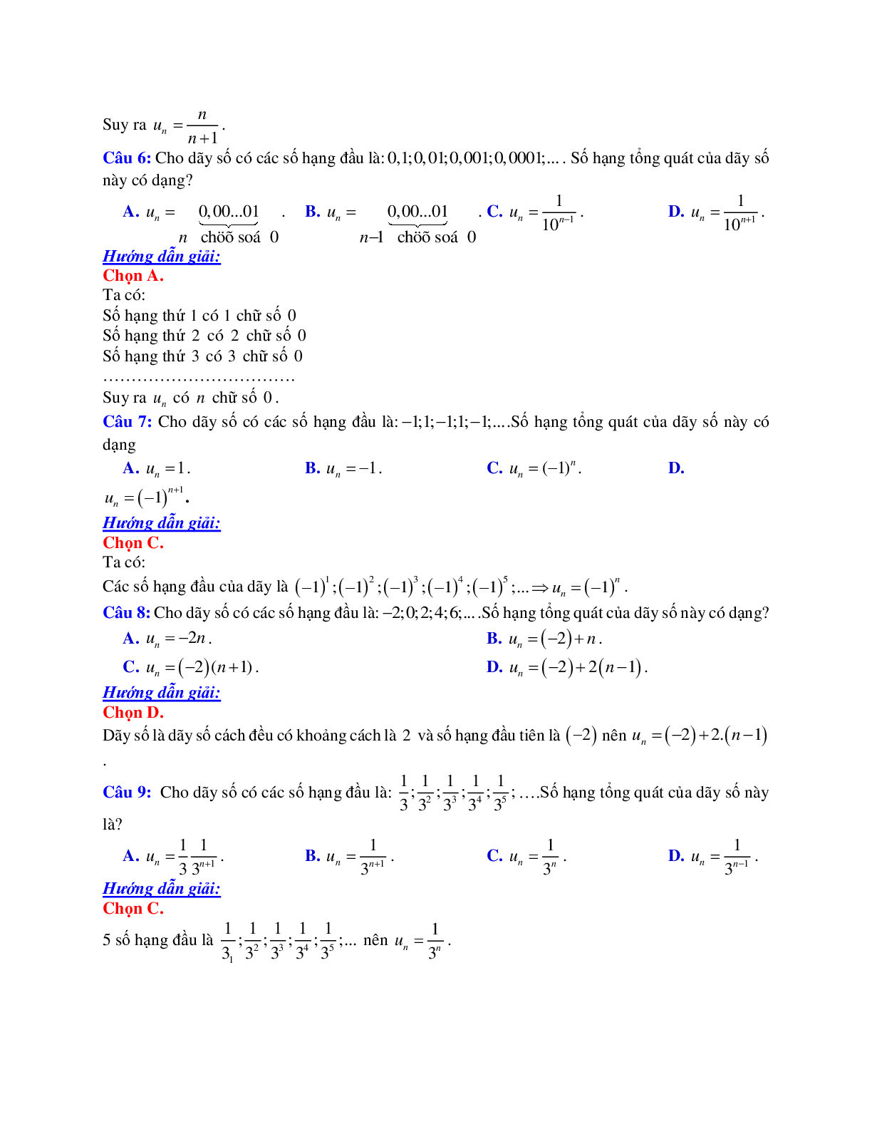 Phương pháp giải và bài tập về Cách tìm số hạng tổng quát của dãy số (trang 3)
