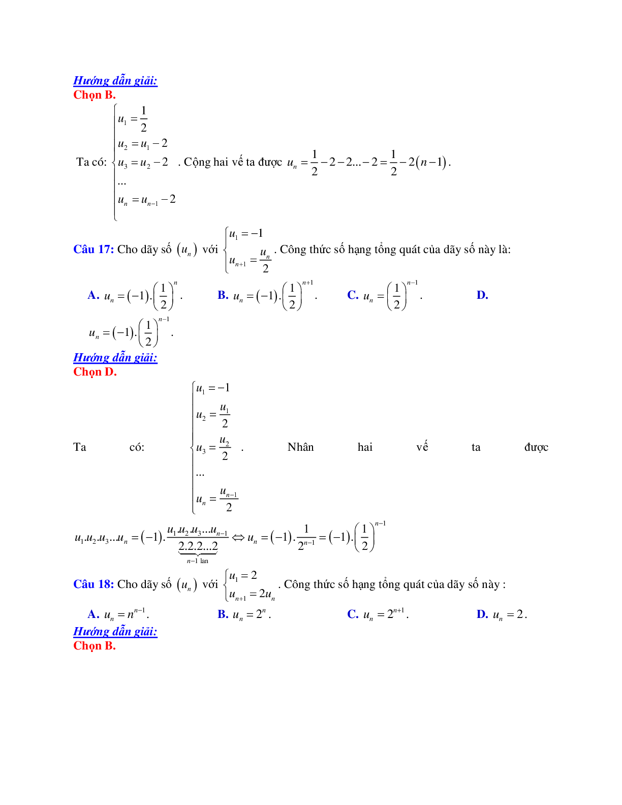 Phương pháp giải và bài tập về Cách tìm số hạng tổng quát của dãy số (trang 6)