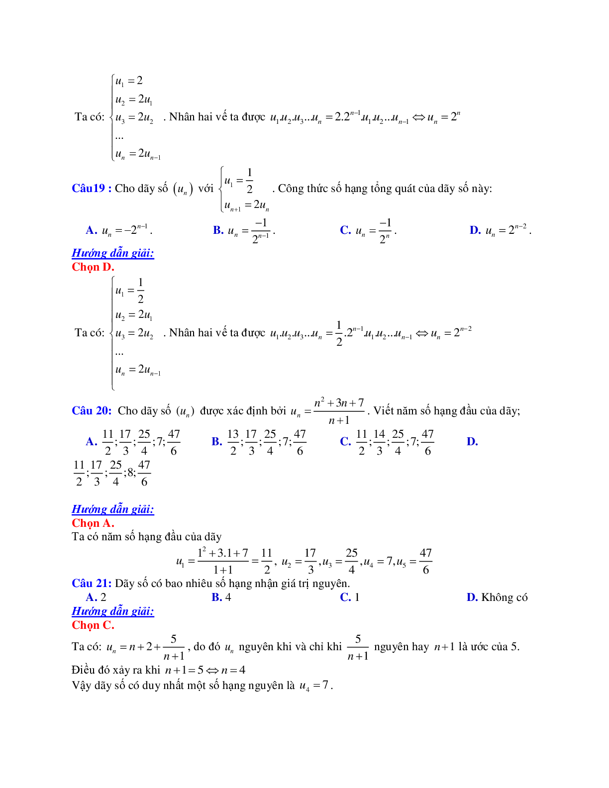 Phương pháp giải và bài tập về Cách tìm số hạng tổng quát của dãy số (trang 7)
