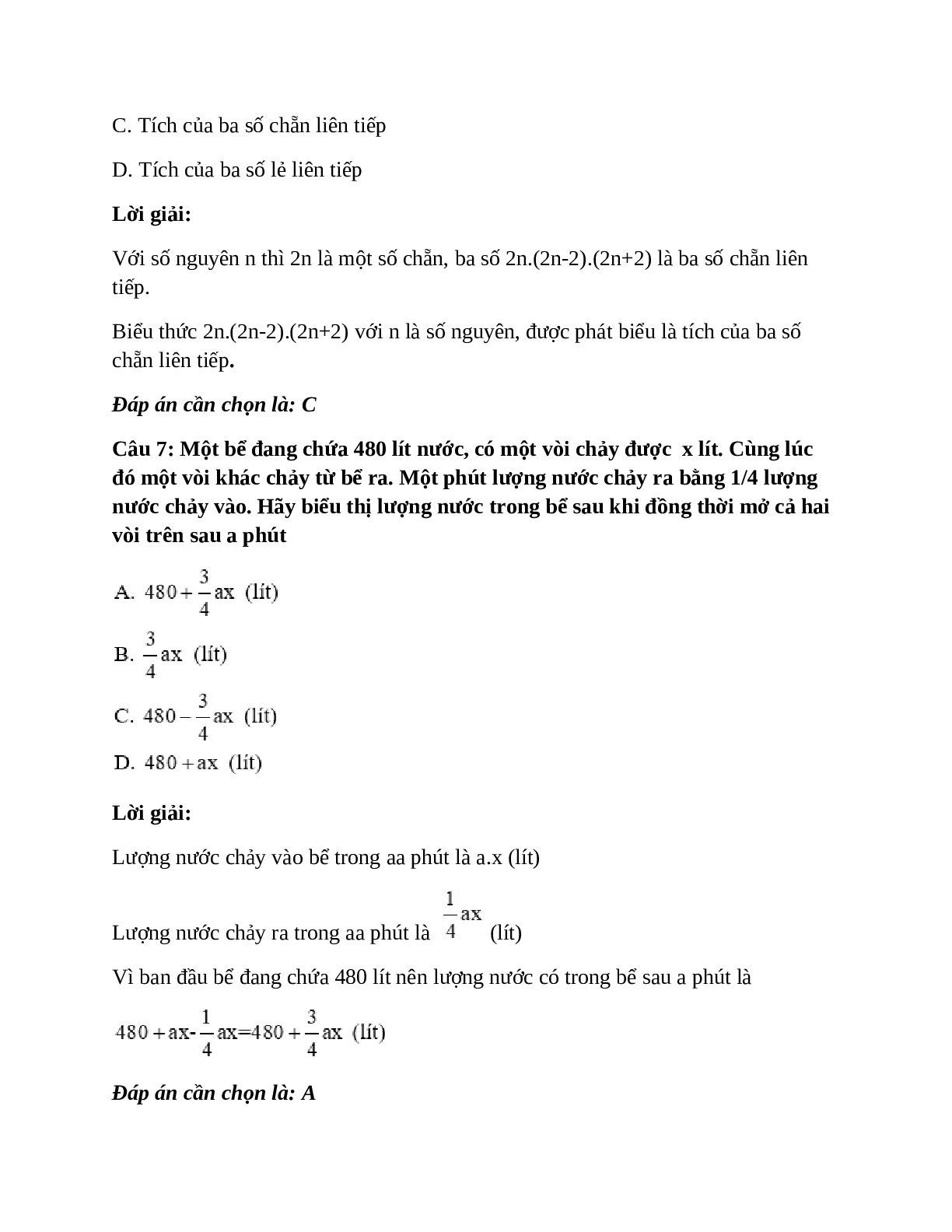 Trắc nghiệm Khái niệm về biểu thức đại số có đáp án – Toán lớp 7 (trang 3)