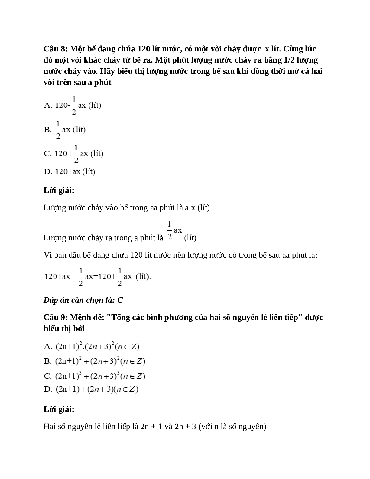 Trắc nghiệm Khái niệm về biểu thức đại số có đáp án – Toán lớp 7 (trang 4)