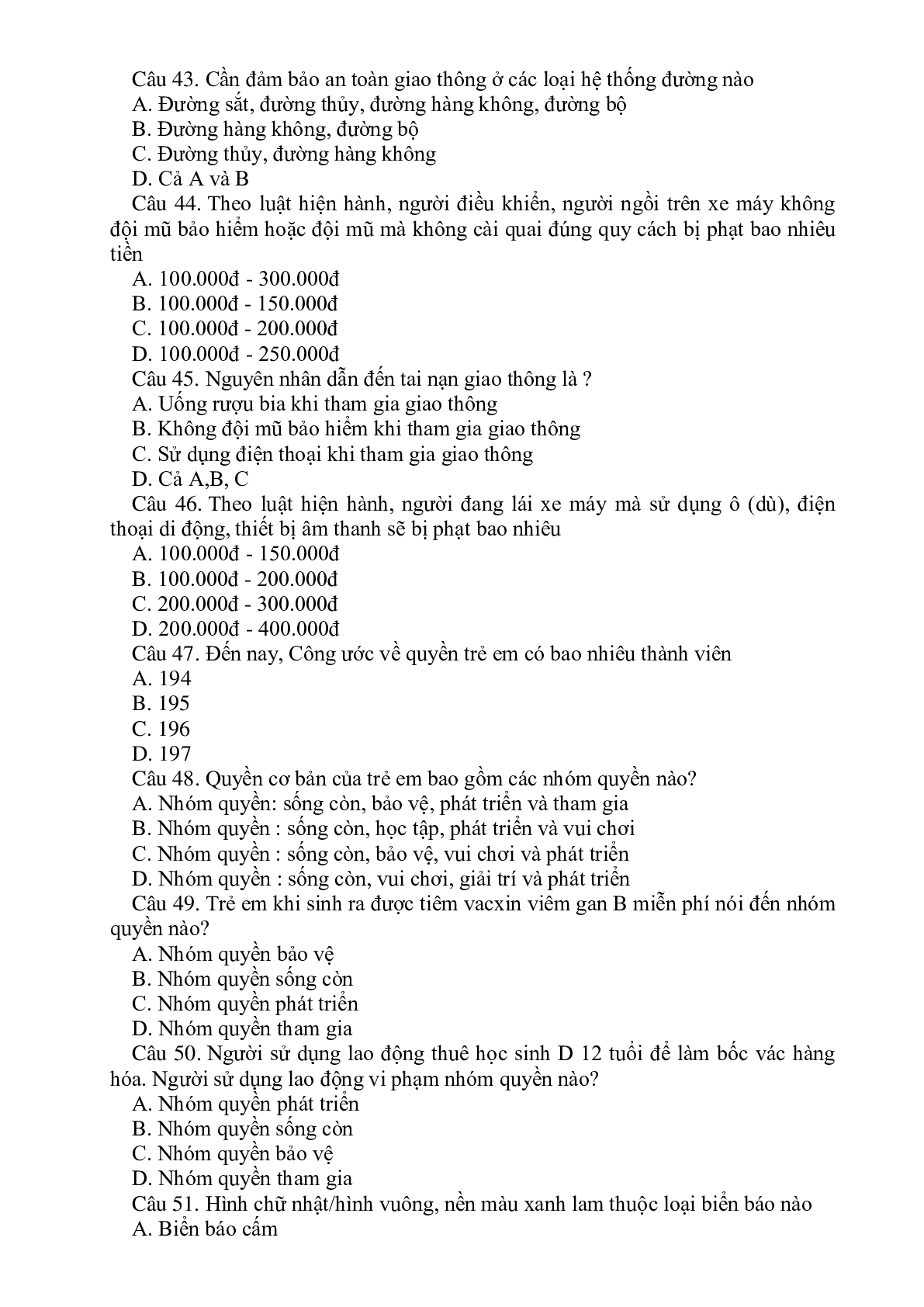 76 câu hỏi trắc nghiệm GDCD lớp 6 có đáp án, chọn lọc (trang 6)