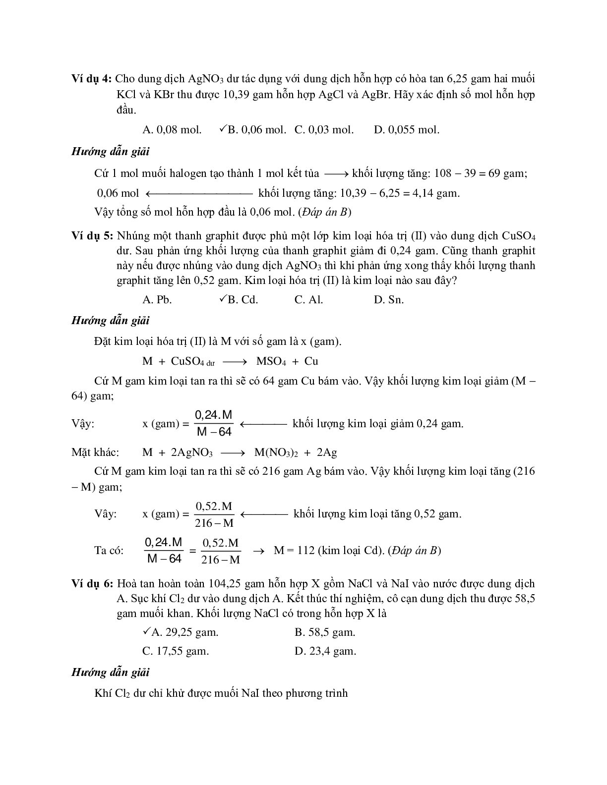 Lý thuyết, bài tập về phương pháp tăng giảm khối lượng có đáp án, chọn lọc (trang 3)