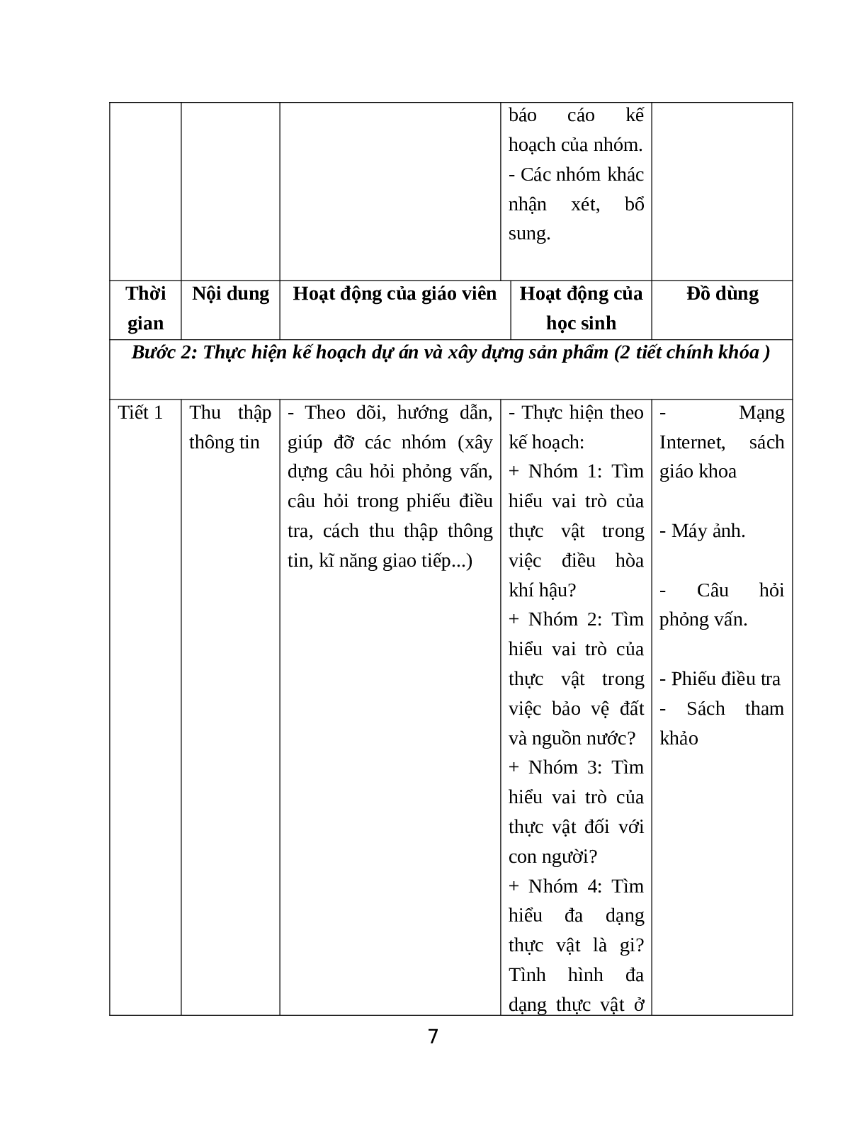 Giao Án Sinh Hoc 6 Chủ Đề Thực Vật  mới nhất (trang 7)