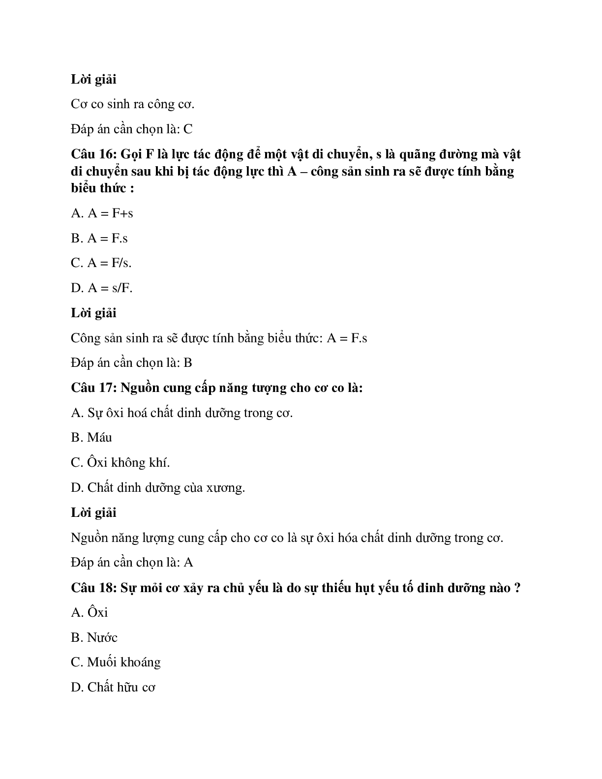 29 câu Trắc nghiệm Sinh học 8 Bài 10 có đáp án 2023: Hoạt động của cơ (trang 6)