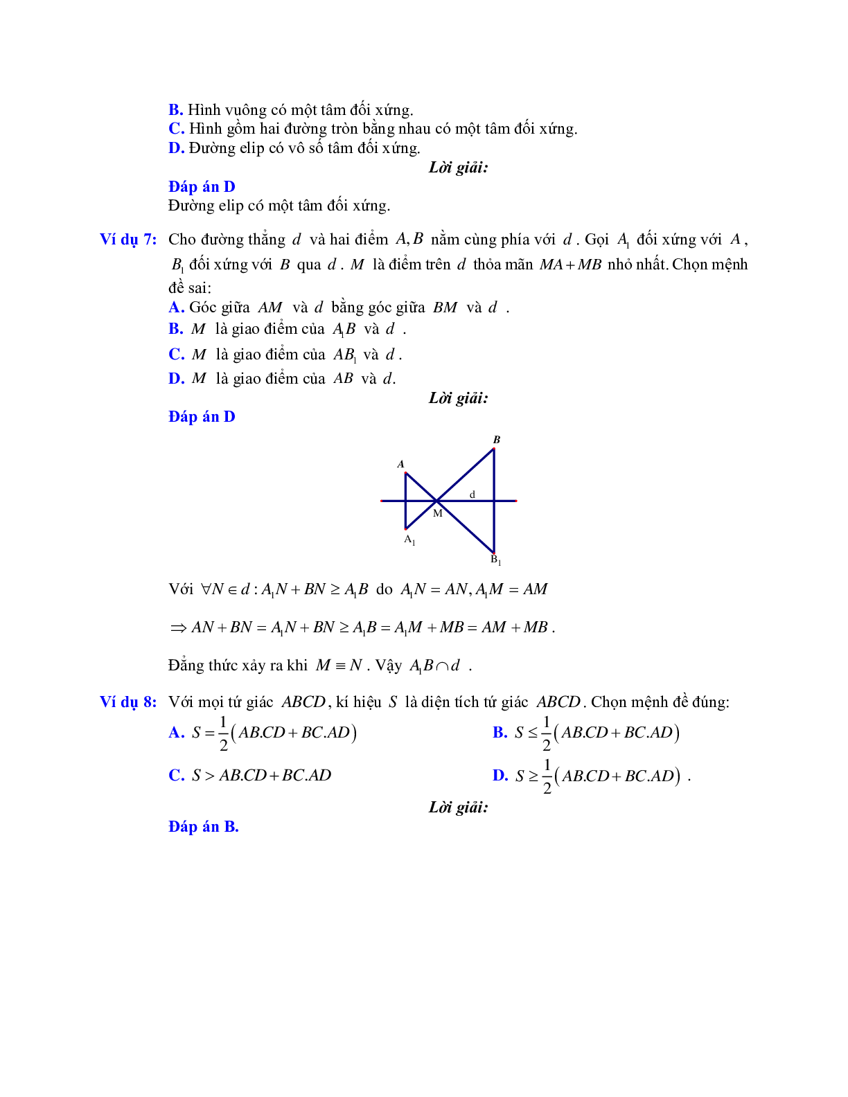 Các bài toán khai thác định nghĩa, tính chất và ứng dụng của phép đối xứng trục và đối xứng tâm (trang 3)