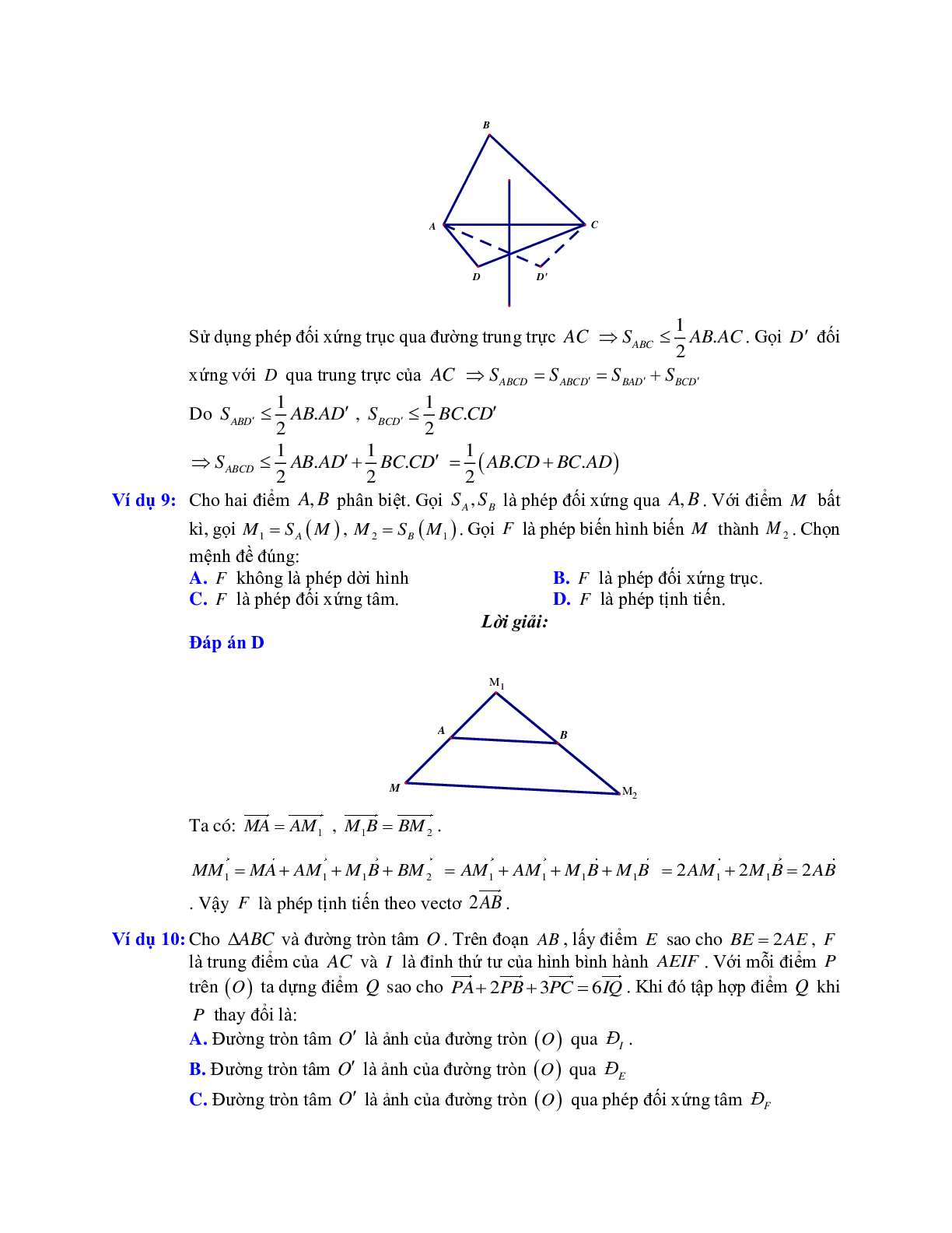 Các bài toán khai thác định nghĩa, tính chất và ứng dụng của phép đối xứng trục và đối xứng tâm (trang 4)