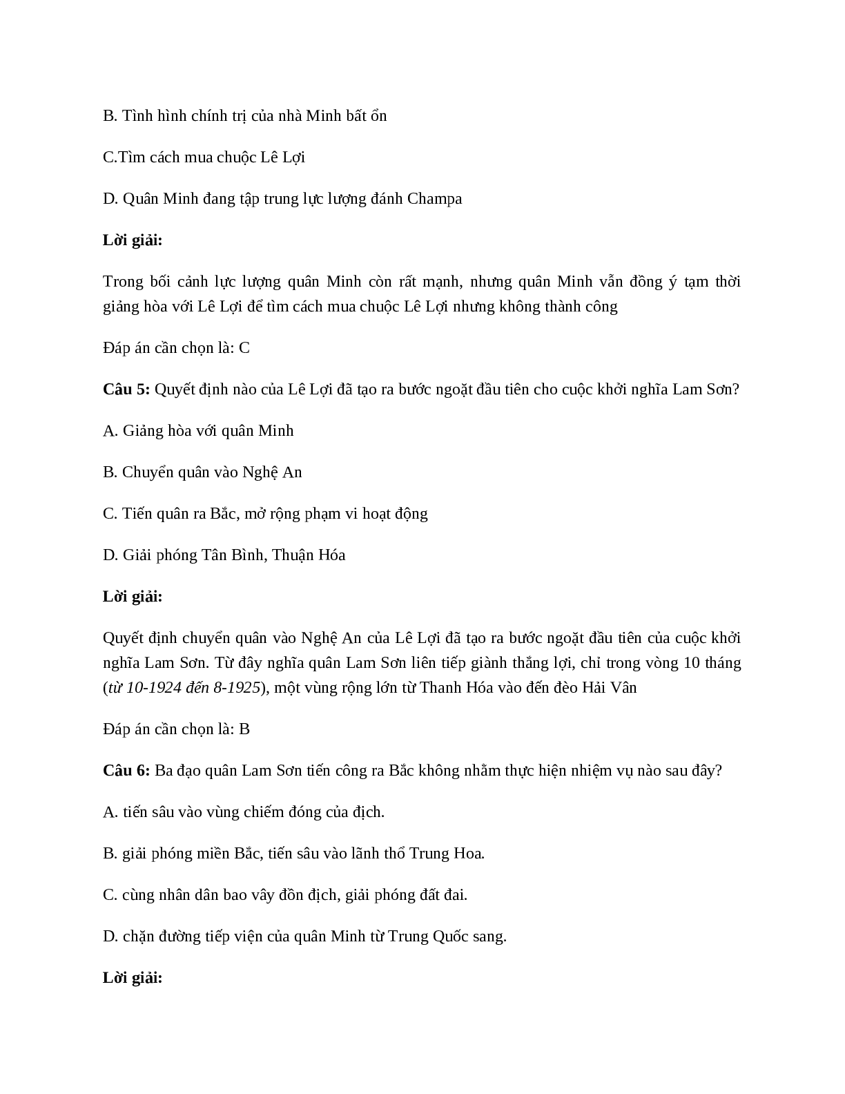 Lịch Sử 7 Bài 19 (Lý thuyết và trắc nghiệm): Cuộc khởi nghĩa Lam Sơn (trang 10)