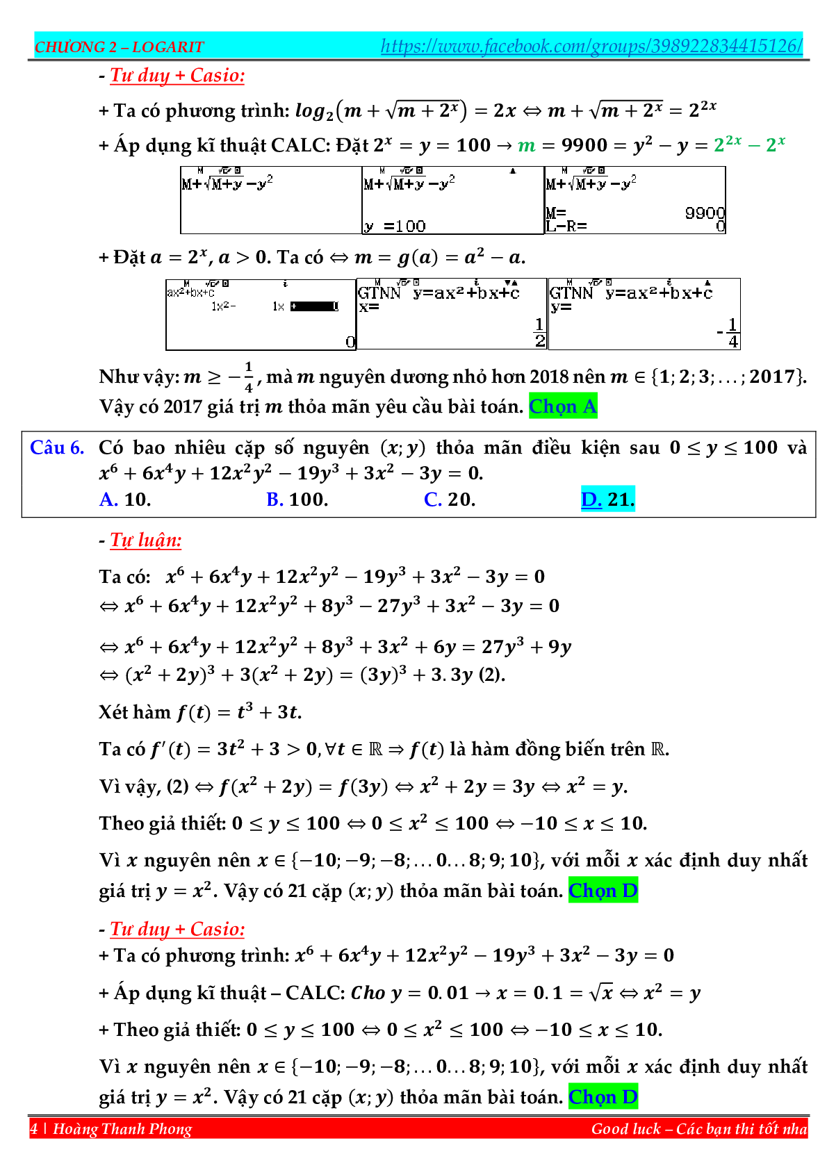 Phương pháp hàm đặc trưng giải nhanh trắc nghiệm mũ – logarit (trang 4)