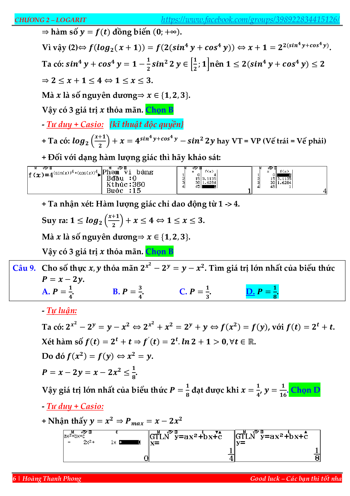Phương pháp hàm đặc trưng giải nhanh trắc nghiệm mũ – logarit (trang 6)