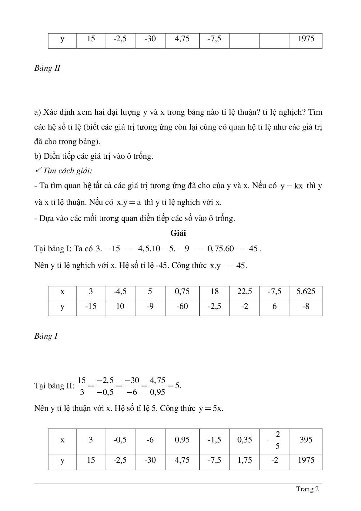 Hệ thống những bài tập thường gặp về Đại lượng tỉ lệ nghịch đại số lớp 7 chia tiết (trang 2)