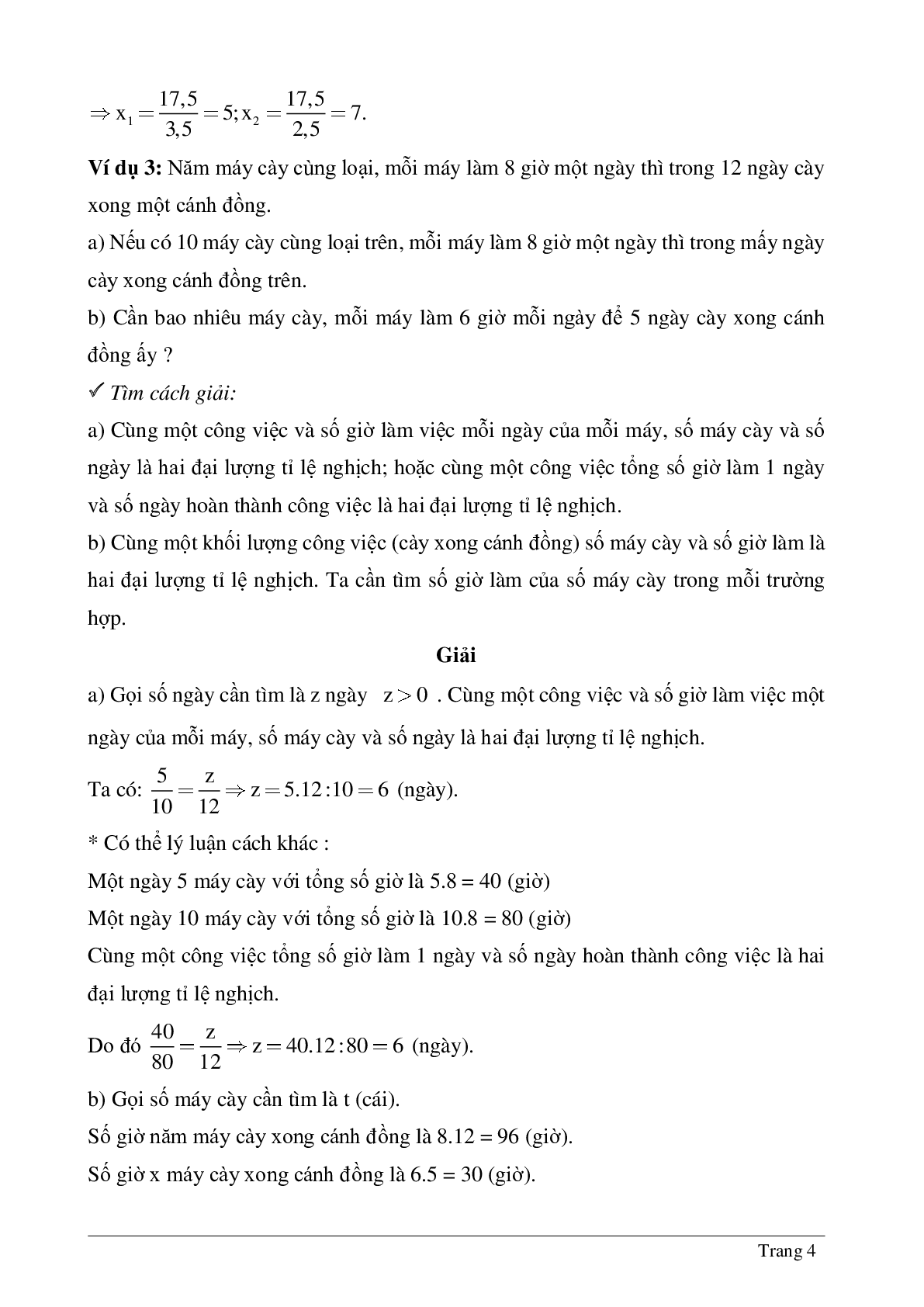 Hệ thống những bài tập thường gặp về Đại lượng tỉ lệ nghịch đại số lớp 7 chia tiết (trang 4)